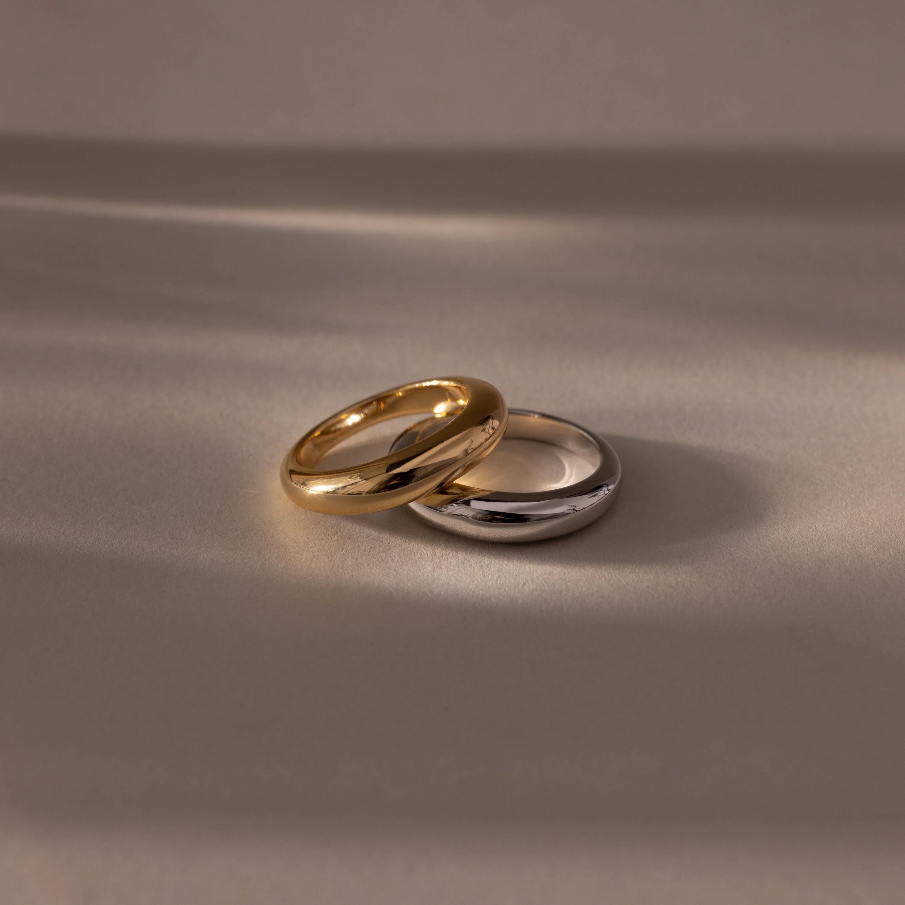 Mixed Metal Dome Ring Set
