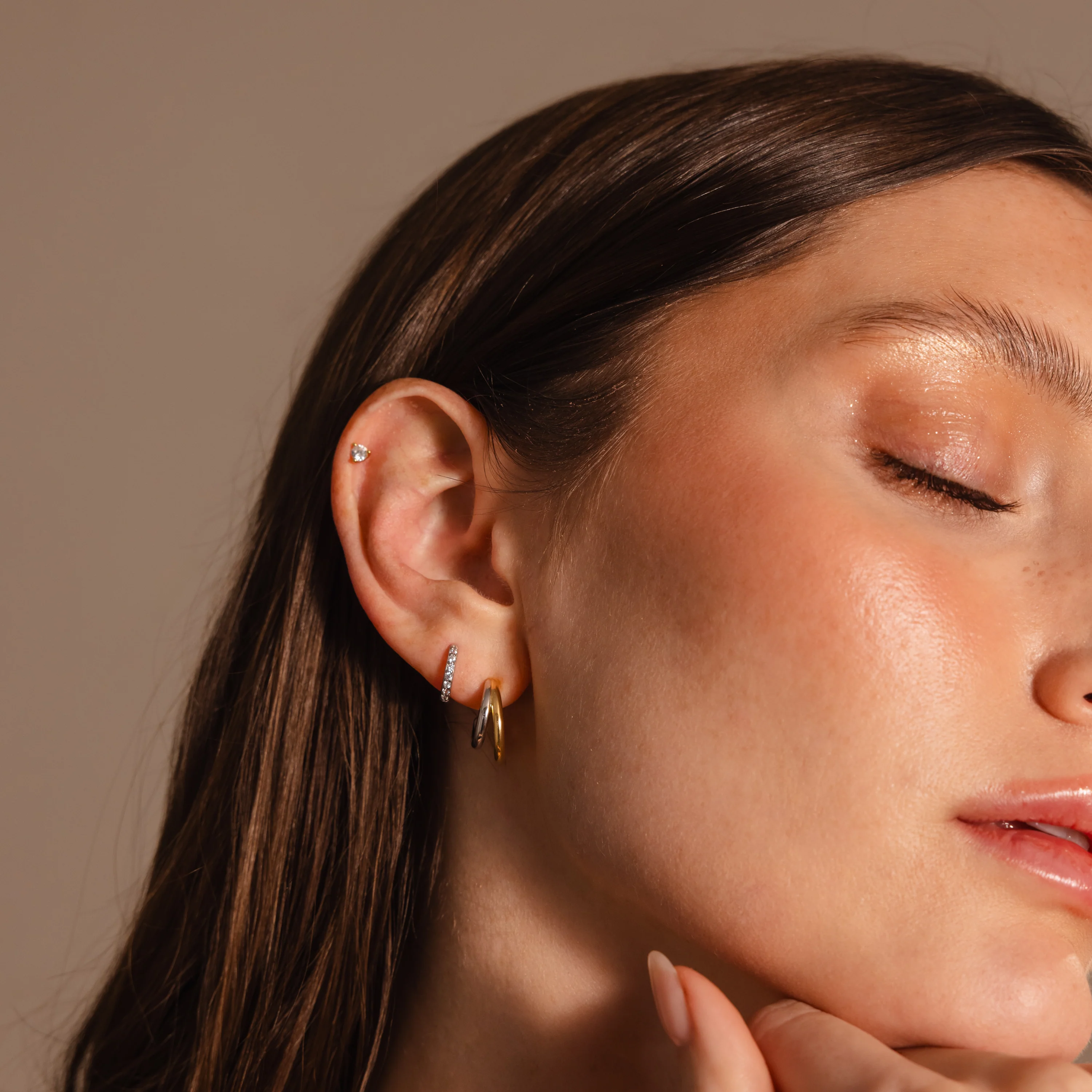 Mixed Metal Duo Hoops - Image 8