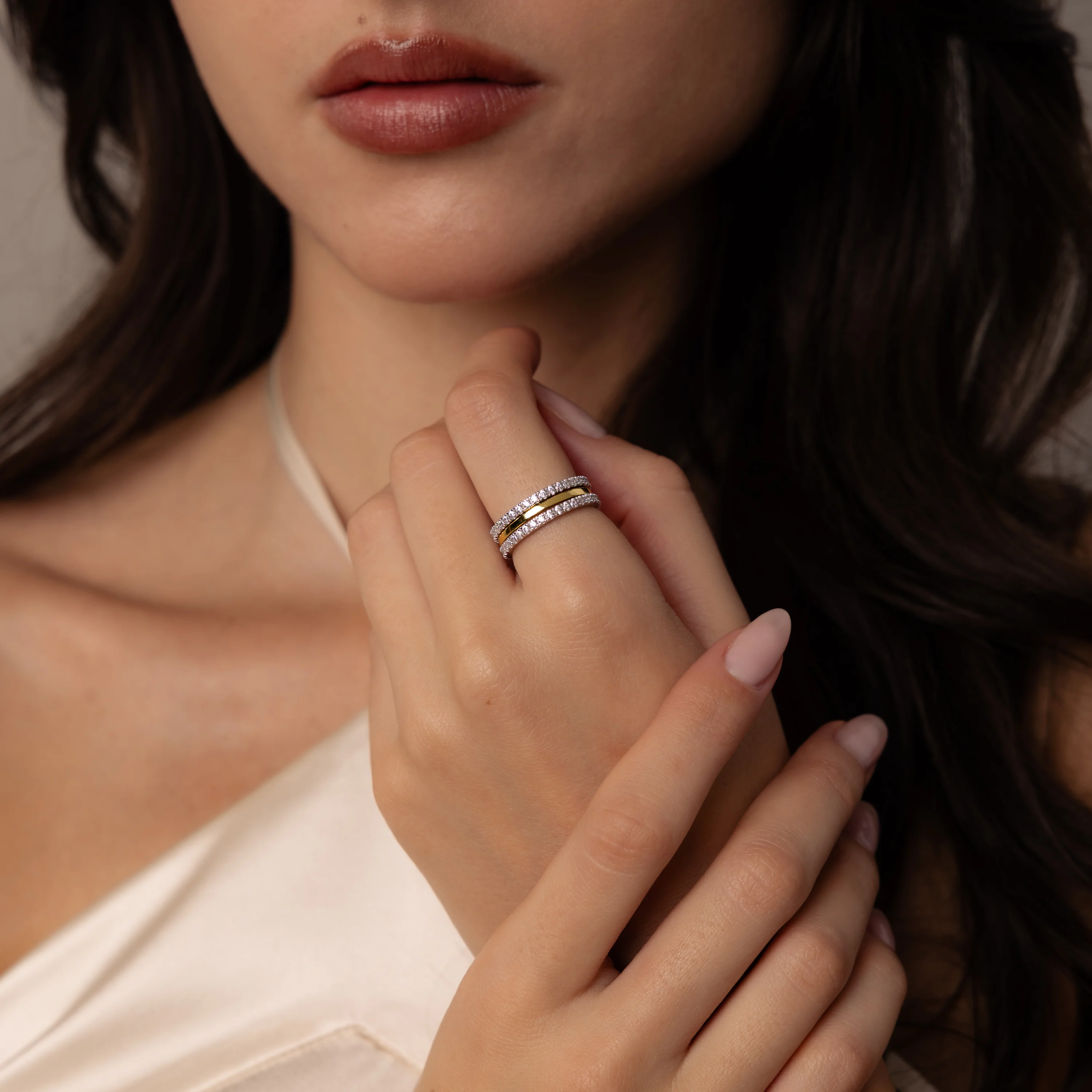 Mixed Metal Eternity Ring Set - Image 3