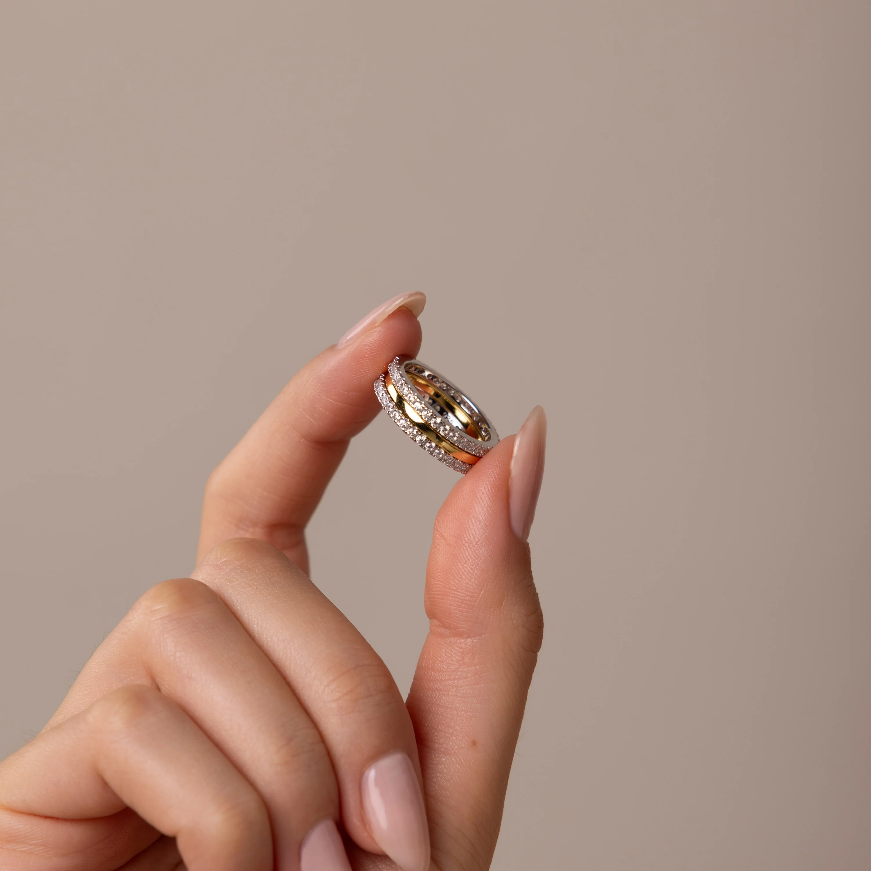 Mixed Metal Eternity Ring Set - Image 5