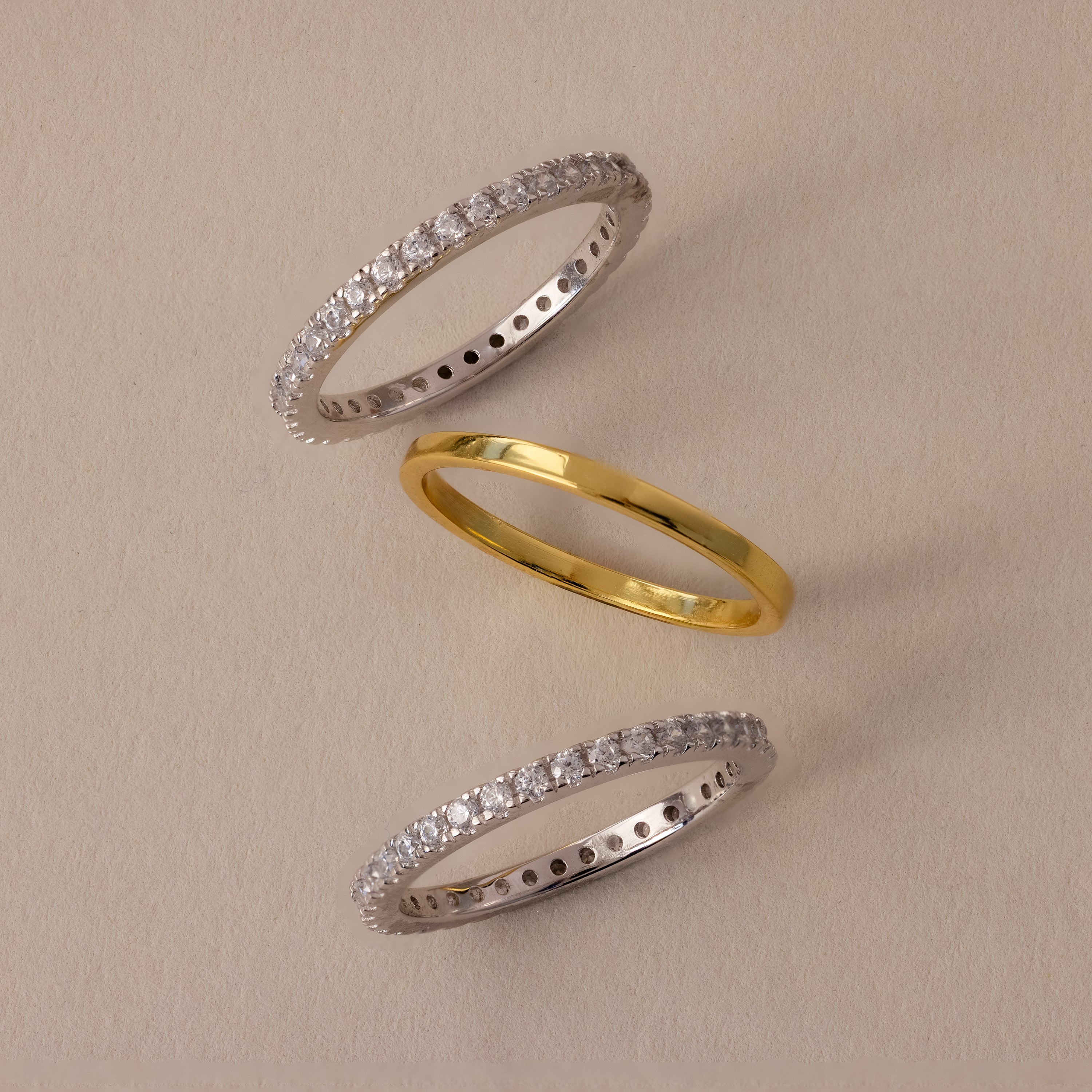 Mixed Metal Eternity Ring Set - Image 6