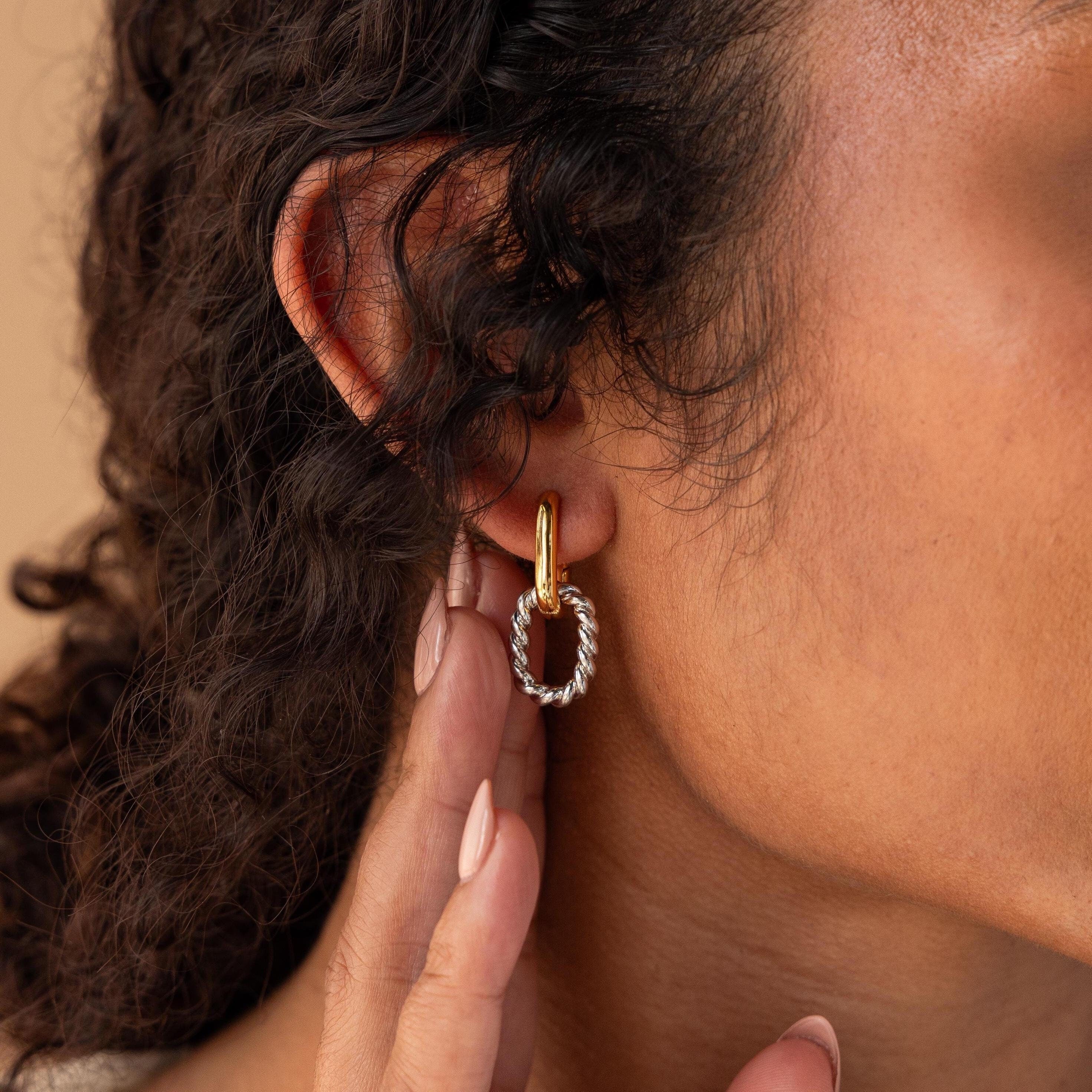 Mixed Metal Link Hoops - Image 2