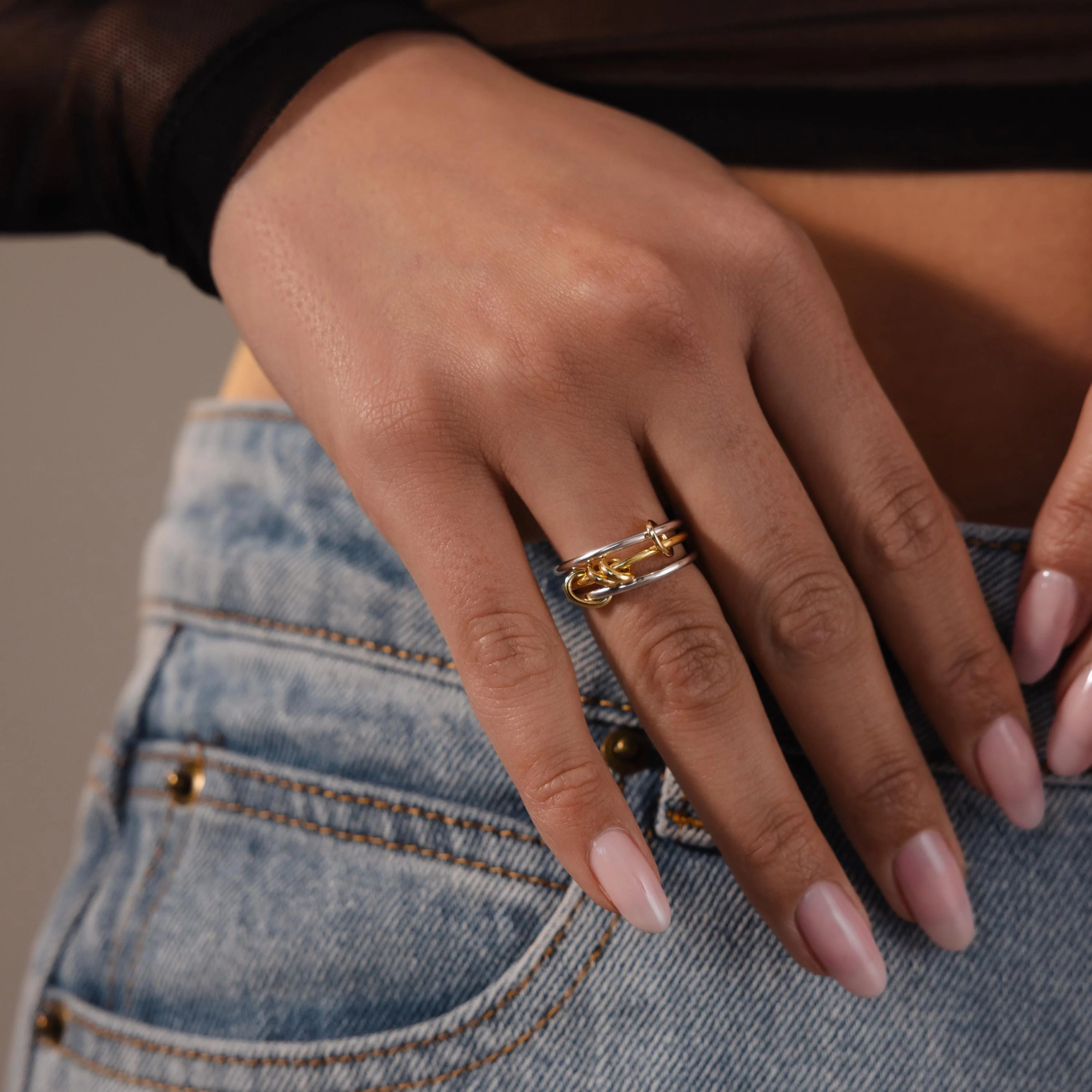 Mixed Metal Linked Ring Set - Image 2