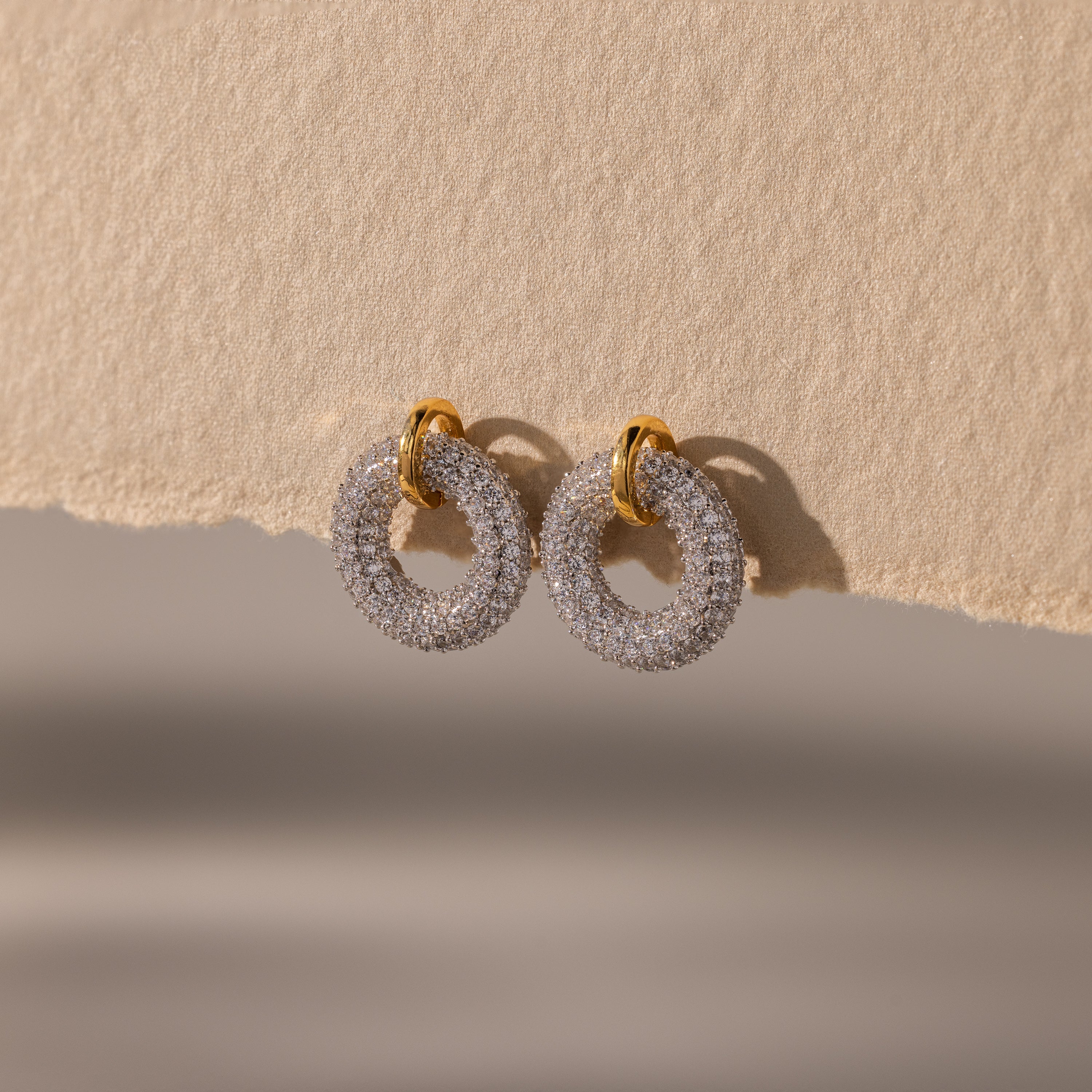 Mixed Metal Pave Circle Studs - Image 7