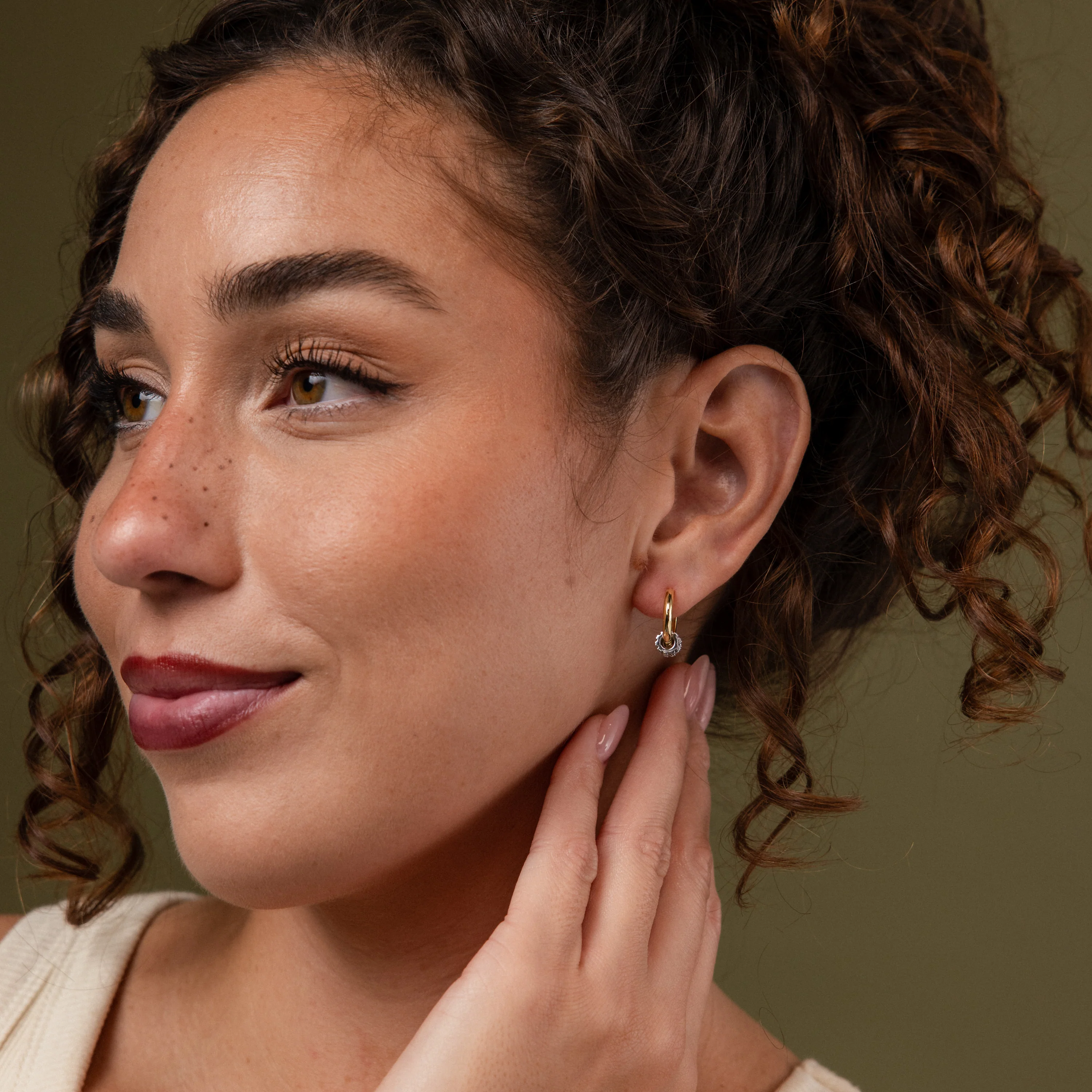 Mixed Metal Pave Hoops - Image 5