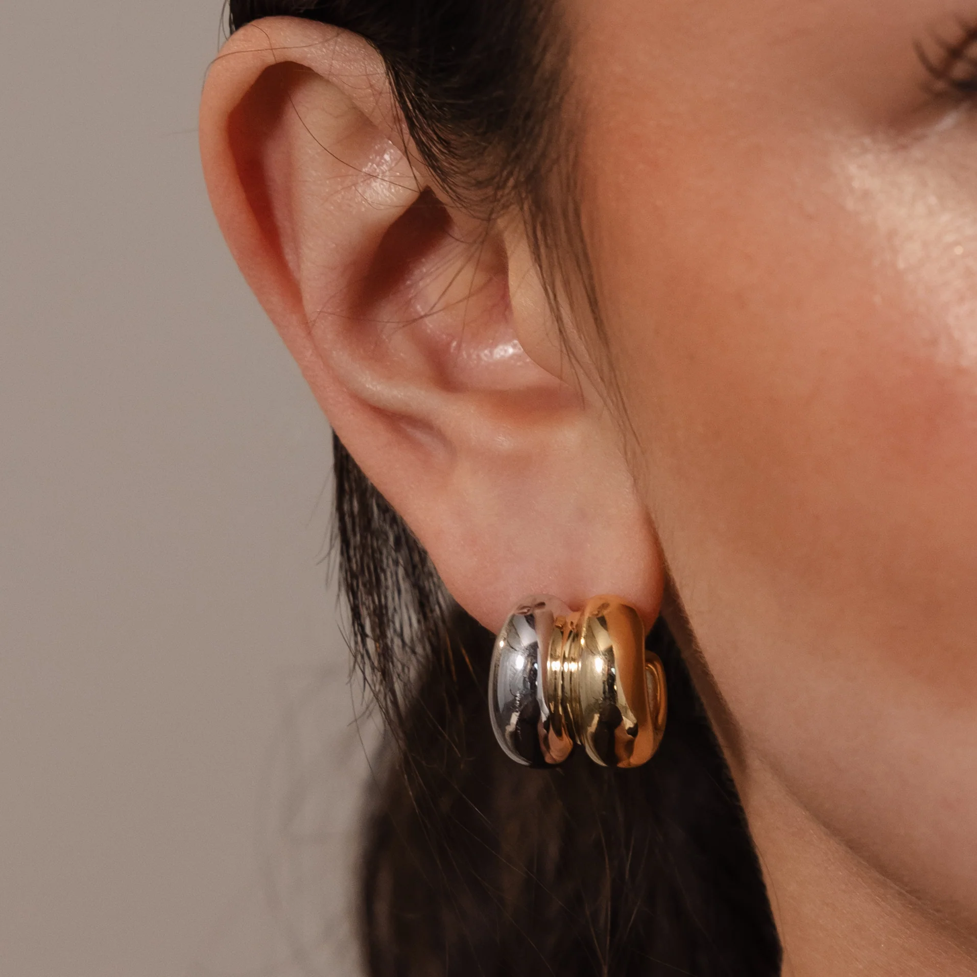 Mixed Metal Puff Studs - Image 2