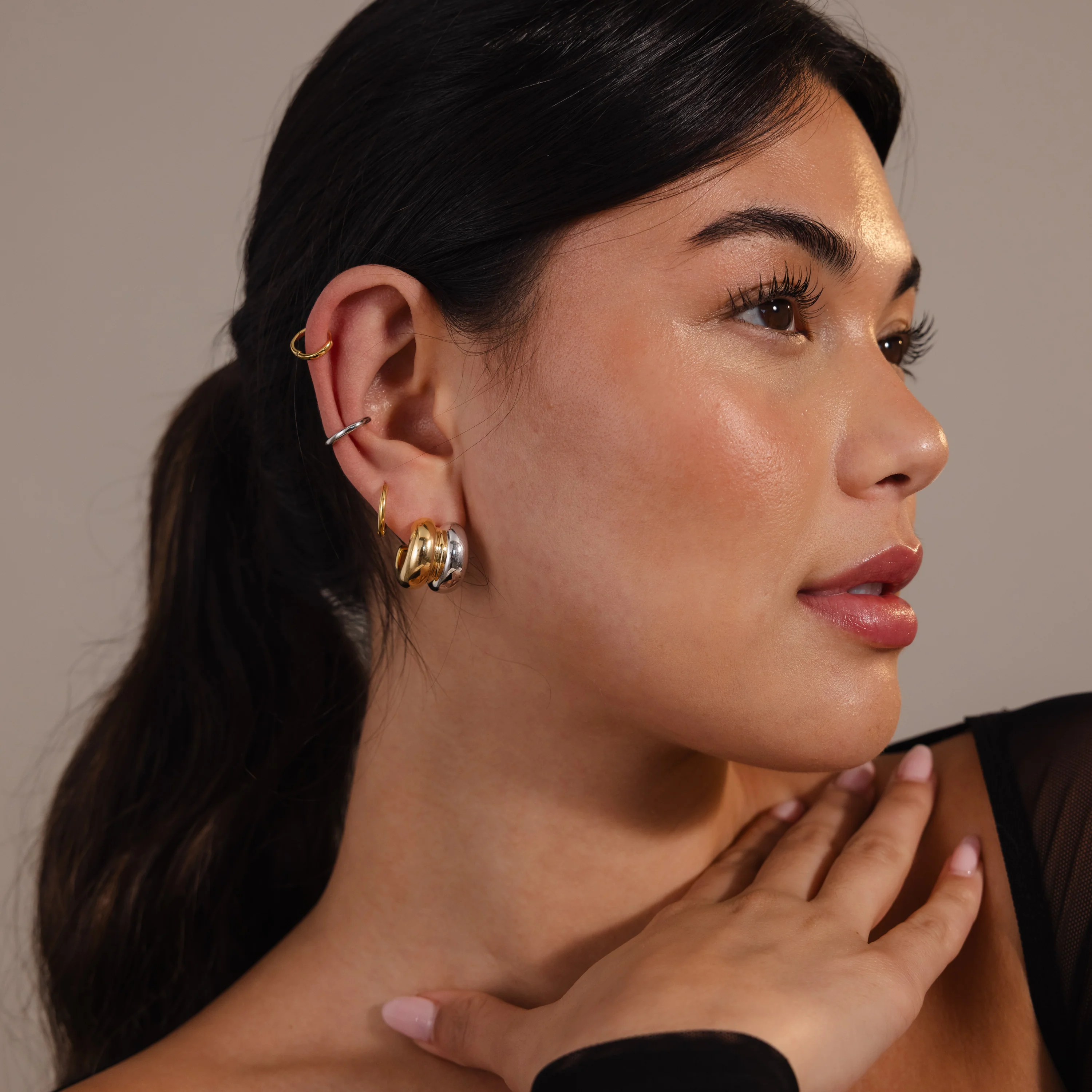 Mixed Metal Puff Studs - Image 4