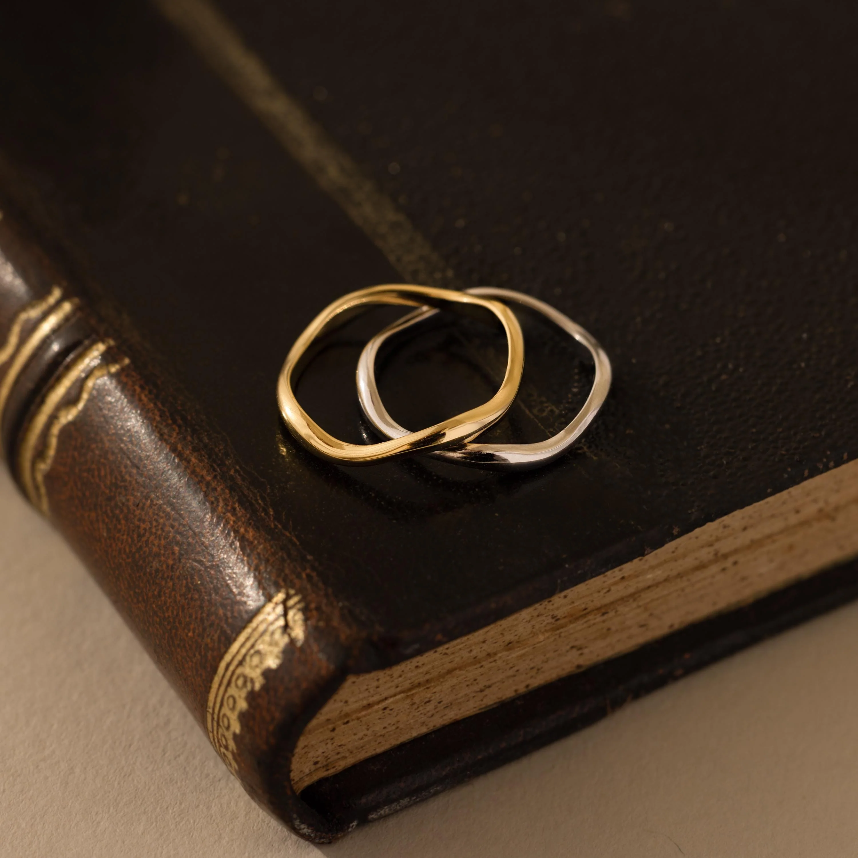 Mixed Metal Wave Ring Set - Image 5