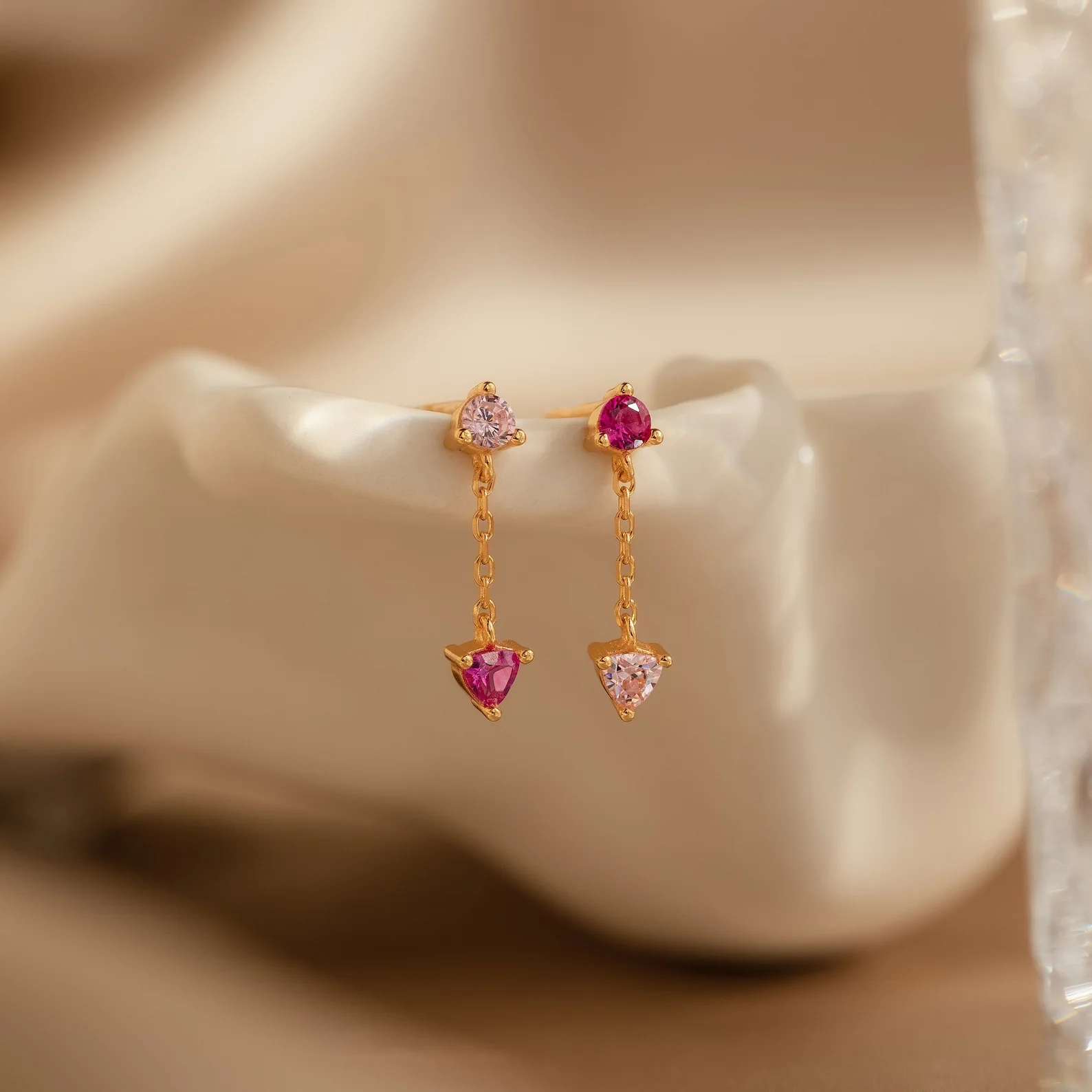 Mixed Pink Drop Earrings - Image 2