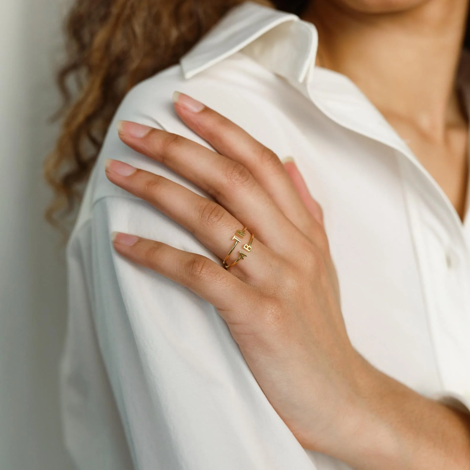 Modern Duo Initial Ring - Image 6