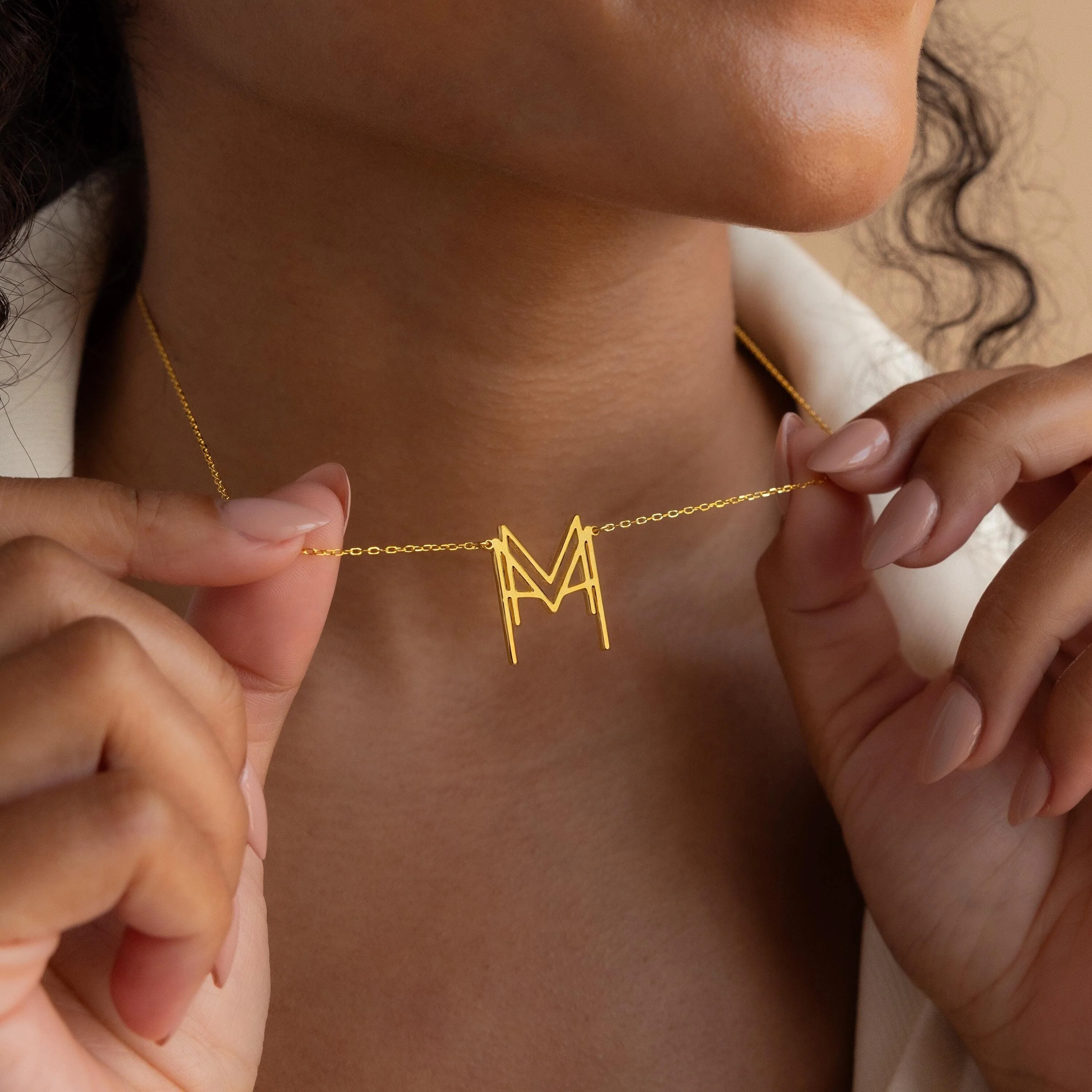 Modern Name Monogram Necklace - Image 2