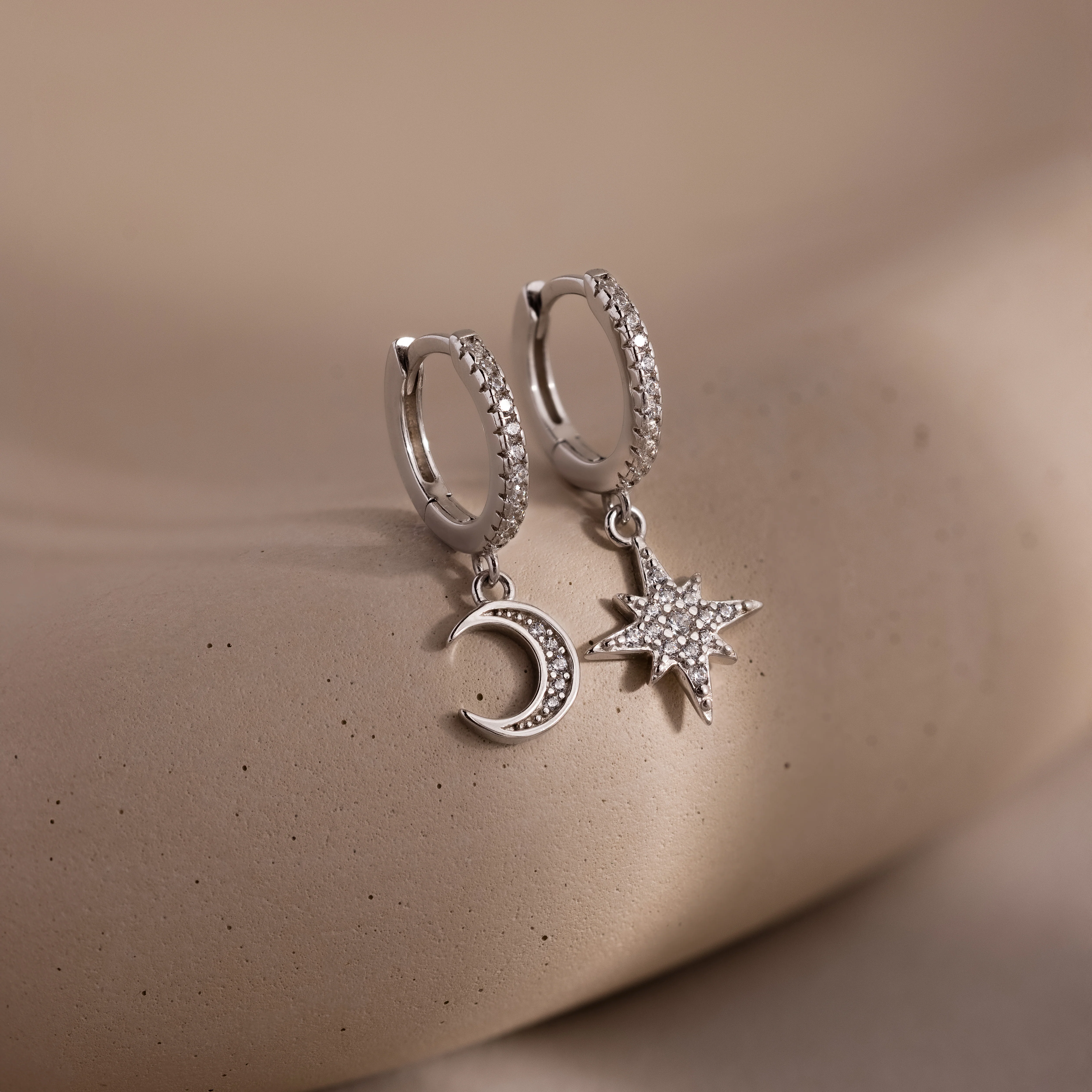 Moon and Star Huggies in Silver - Image 3