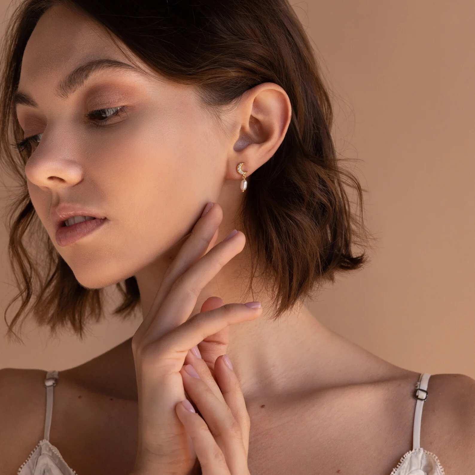 Moon & Star Pearl Earrings - Image 8