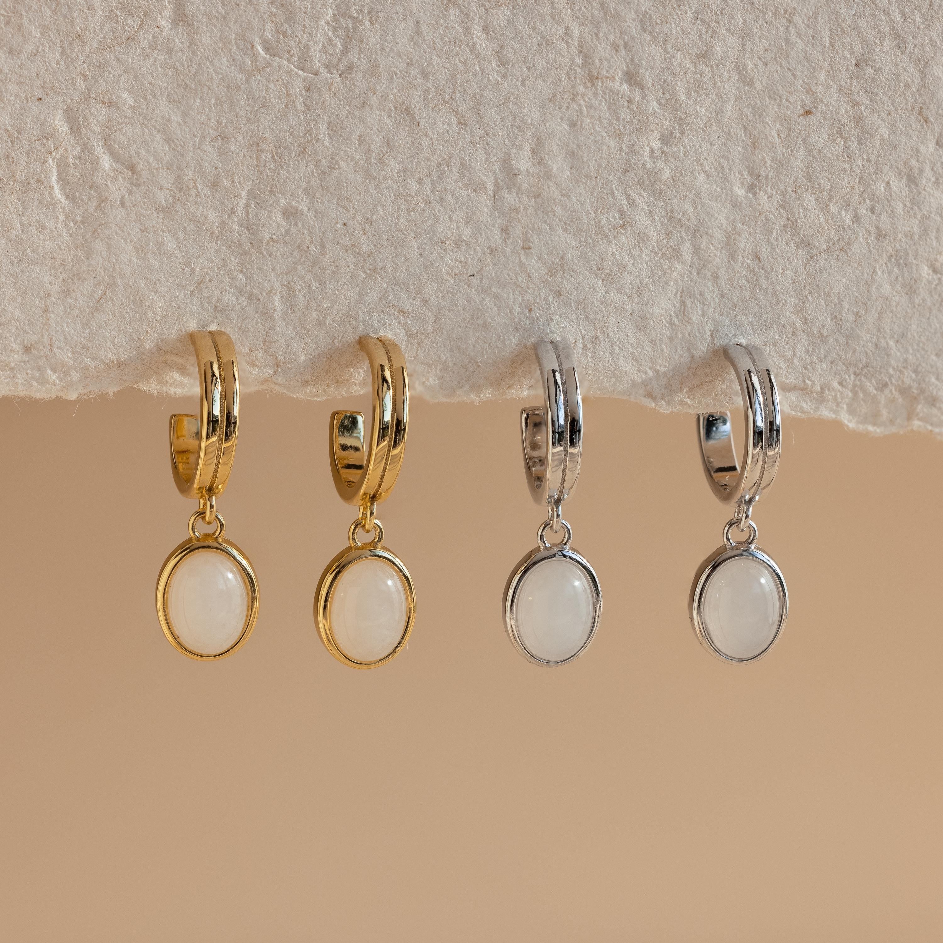 Moonstone Drop Hoops - Image 3