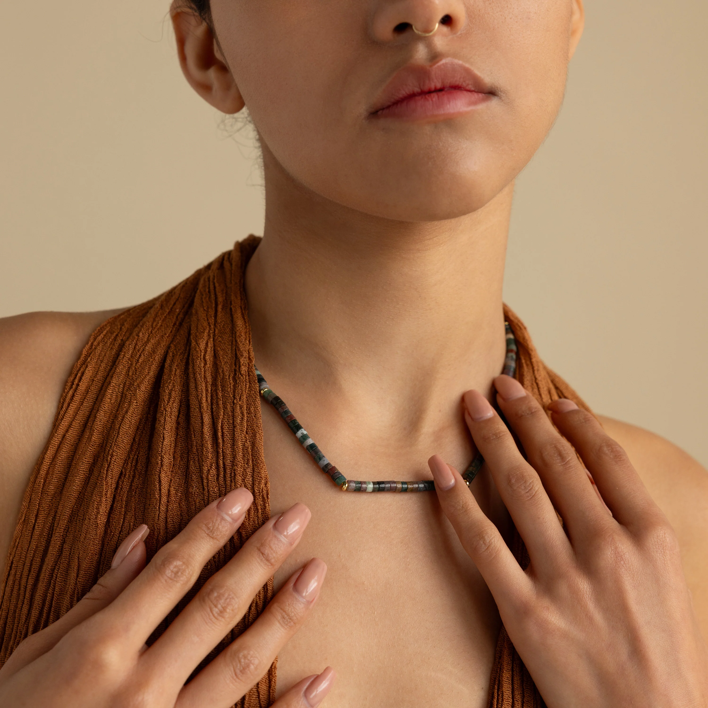 Moss Agate Beaded Necklace - Image 4