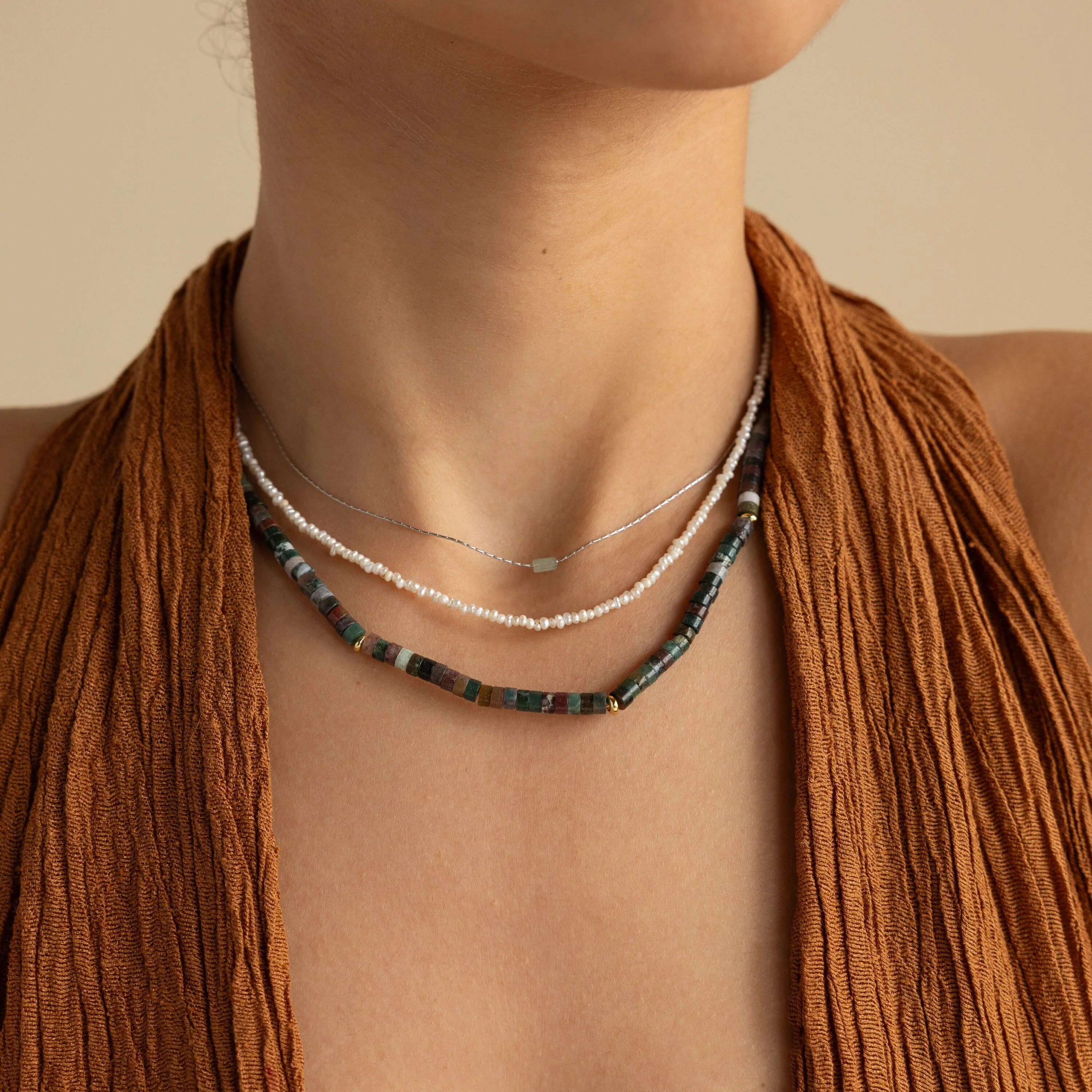 Moss Agate Beaded Necklace - Image 8