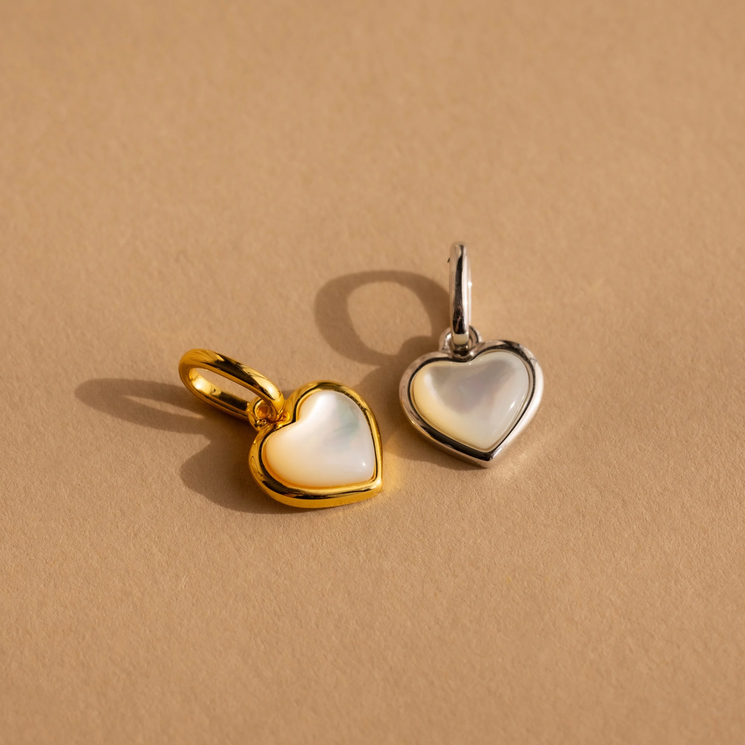 Mother of Pearl Heart Charm in Silver - Image 7