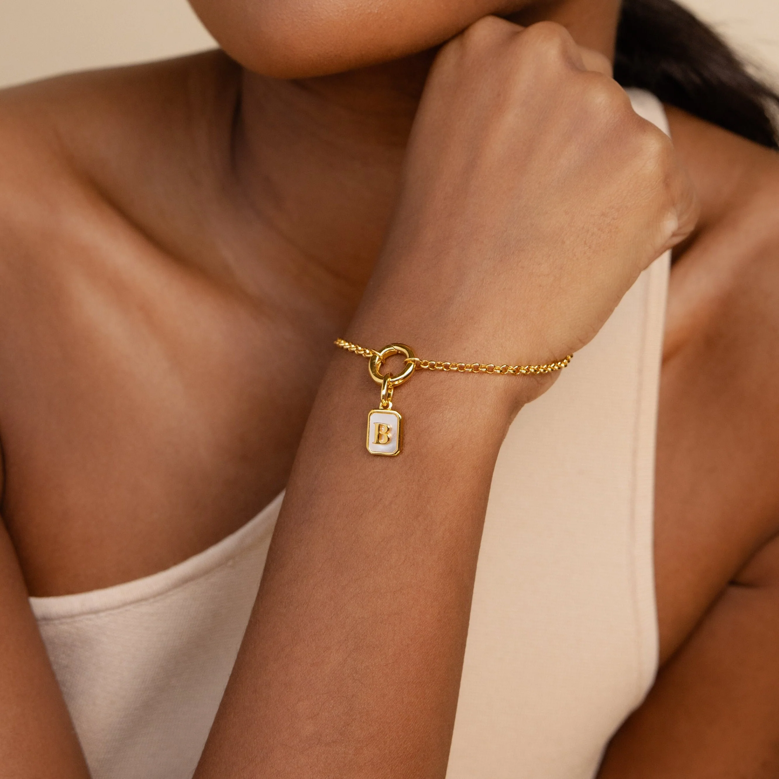 Mother of Pearl Initial Charm - Image 5