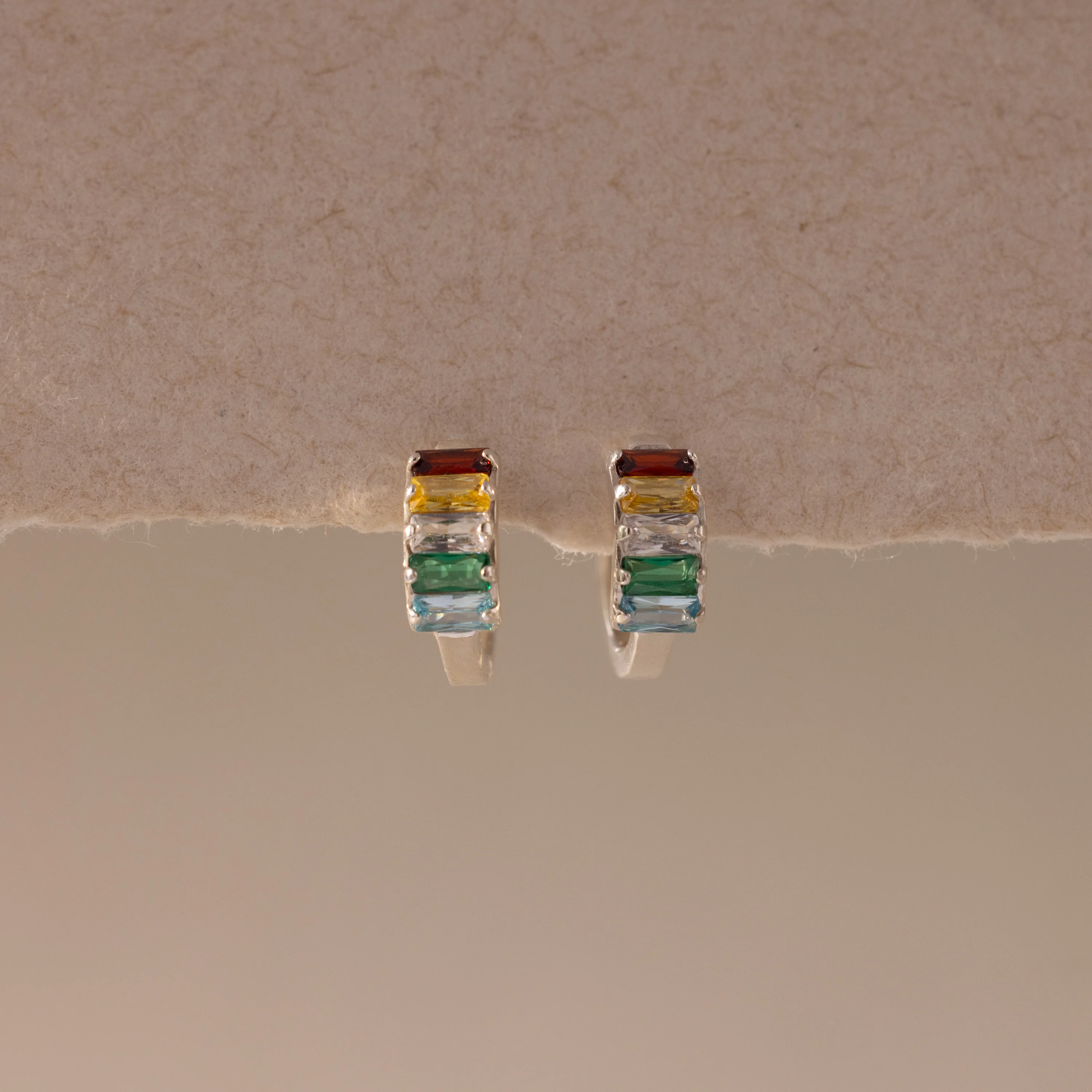 Multiple Baguette Birthstone Huggies - Image 2