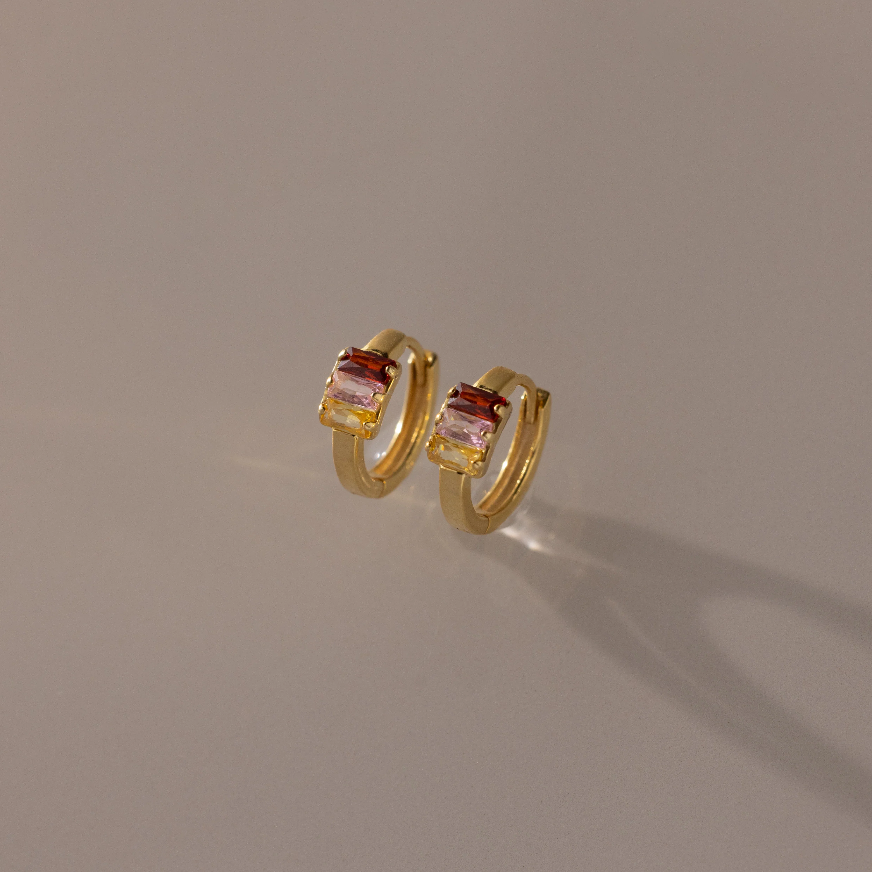 Multiple Baguette Birthstone Huggies - Image 8