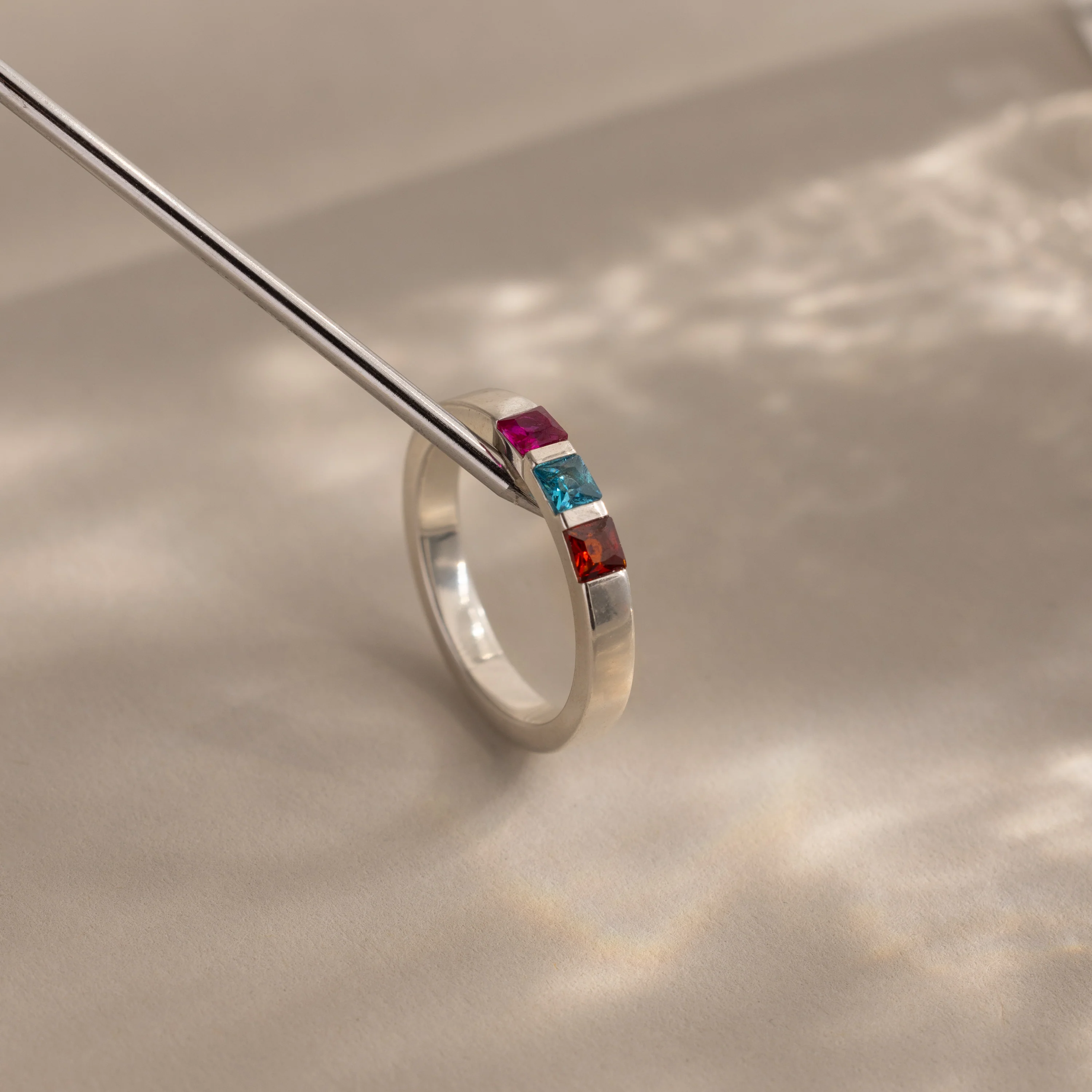 Multiple Birthstone Band in Silver - Image 3