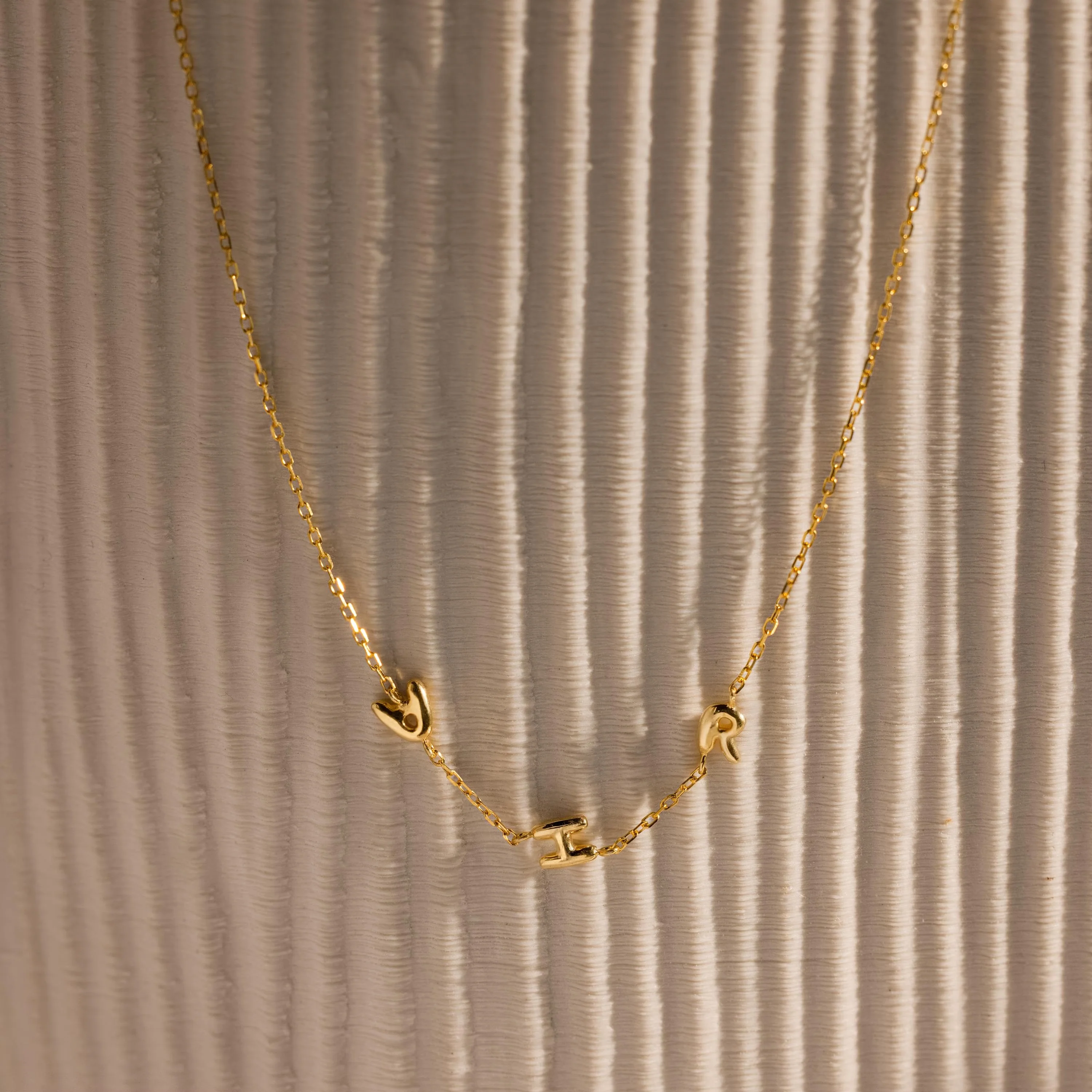 Multiple Bubble Letter Necklace in 18K Gold - Image 3
