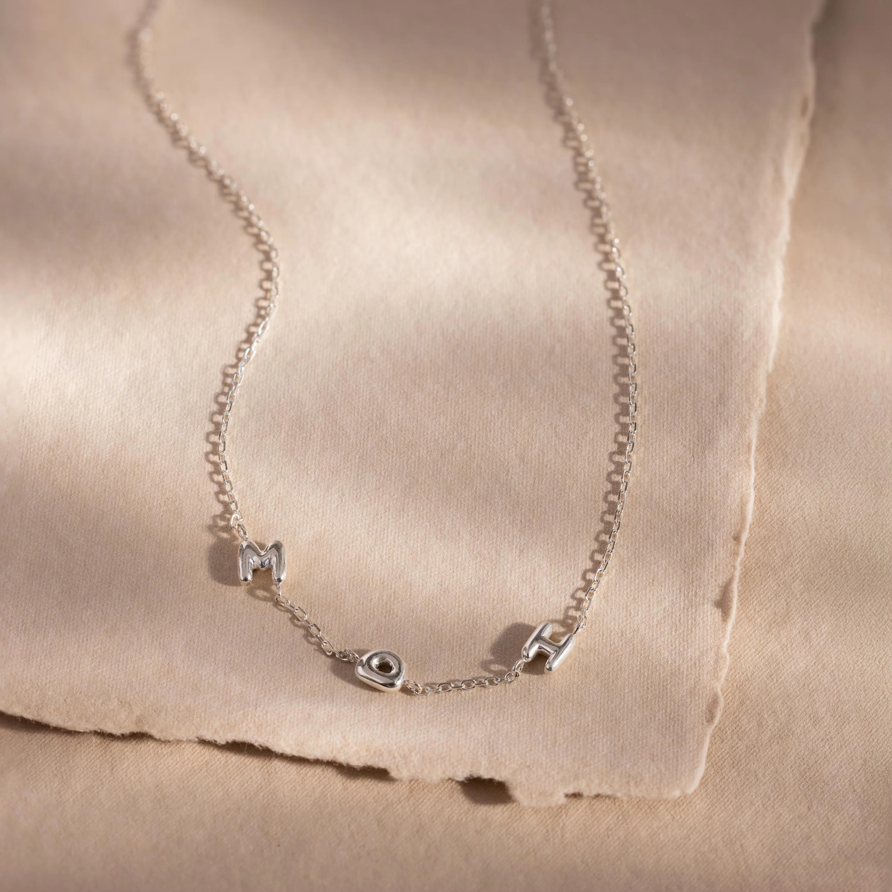 Multiple Bubble Letter Necklace in Silver - Image 3