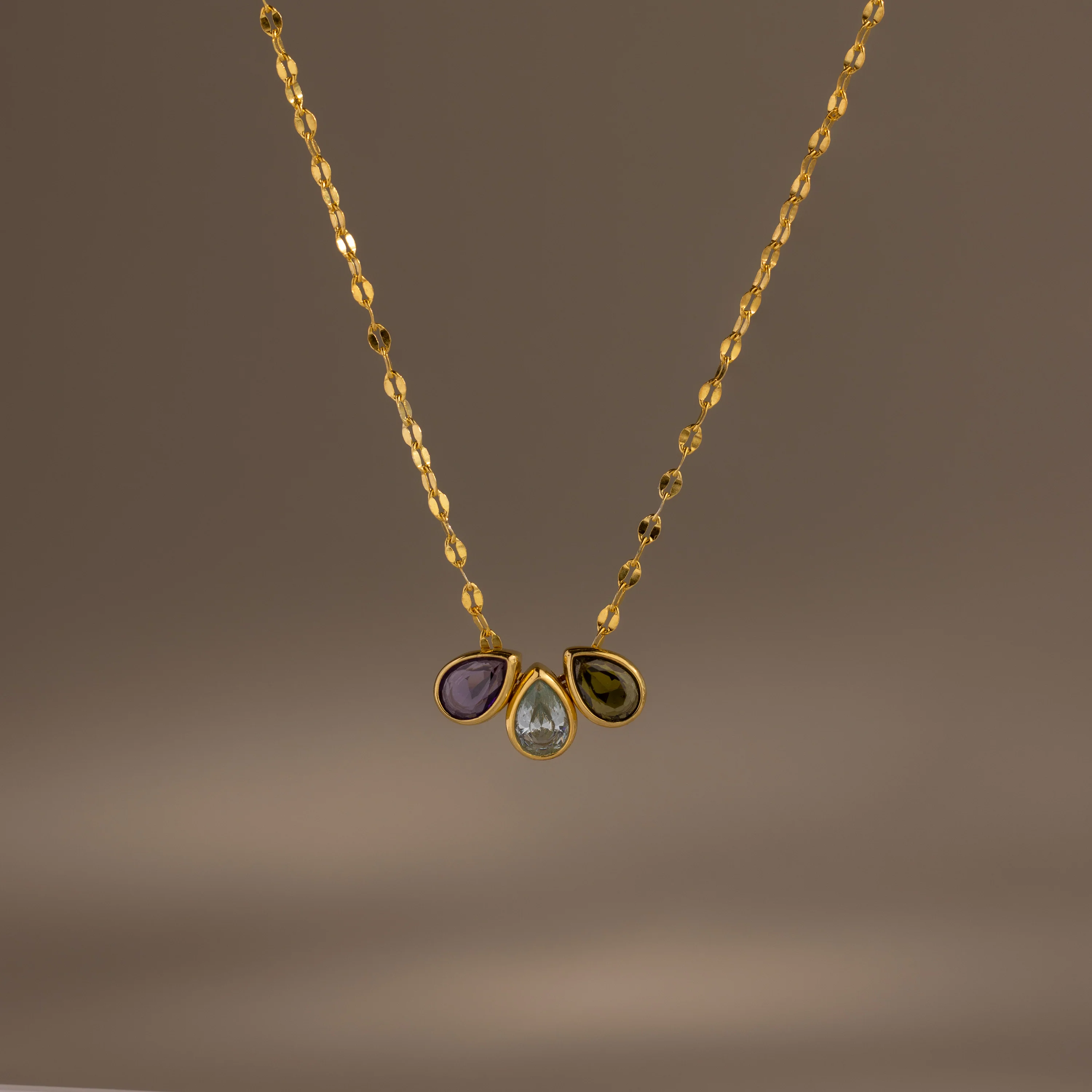 Multiple Teardrop Birthstone Necklace in 18K Gold - Image 5