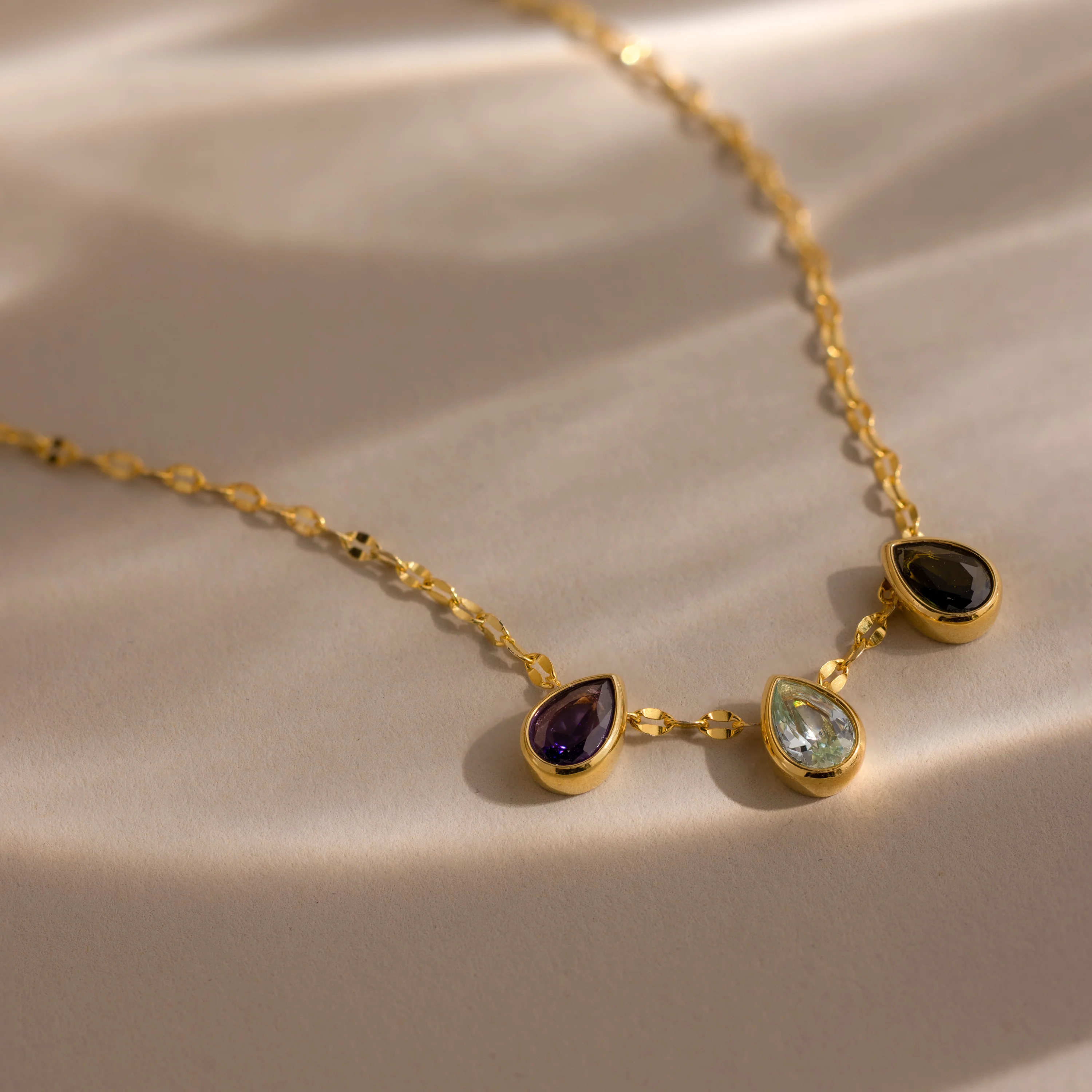 Multiple Teardrop Birthstone Necklace - Image 6