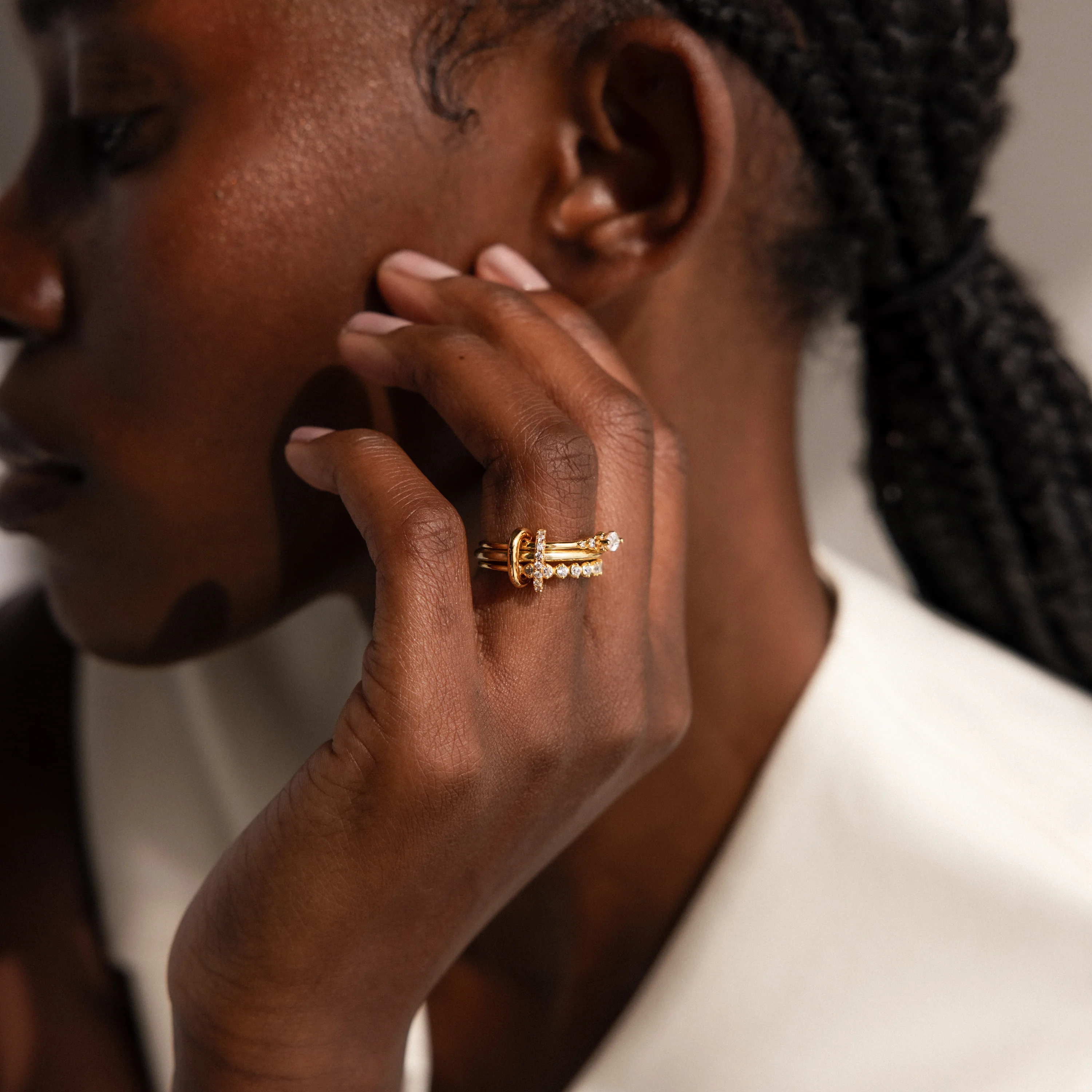 Multipurpose Pave Ring Lock Set in 18K Gold - Image 2