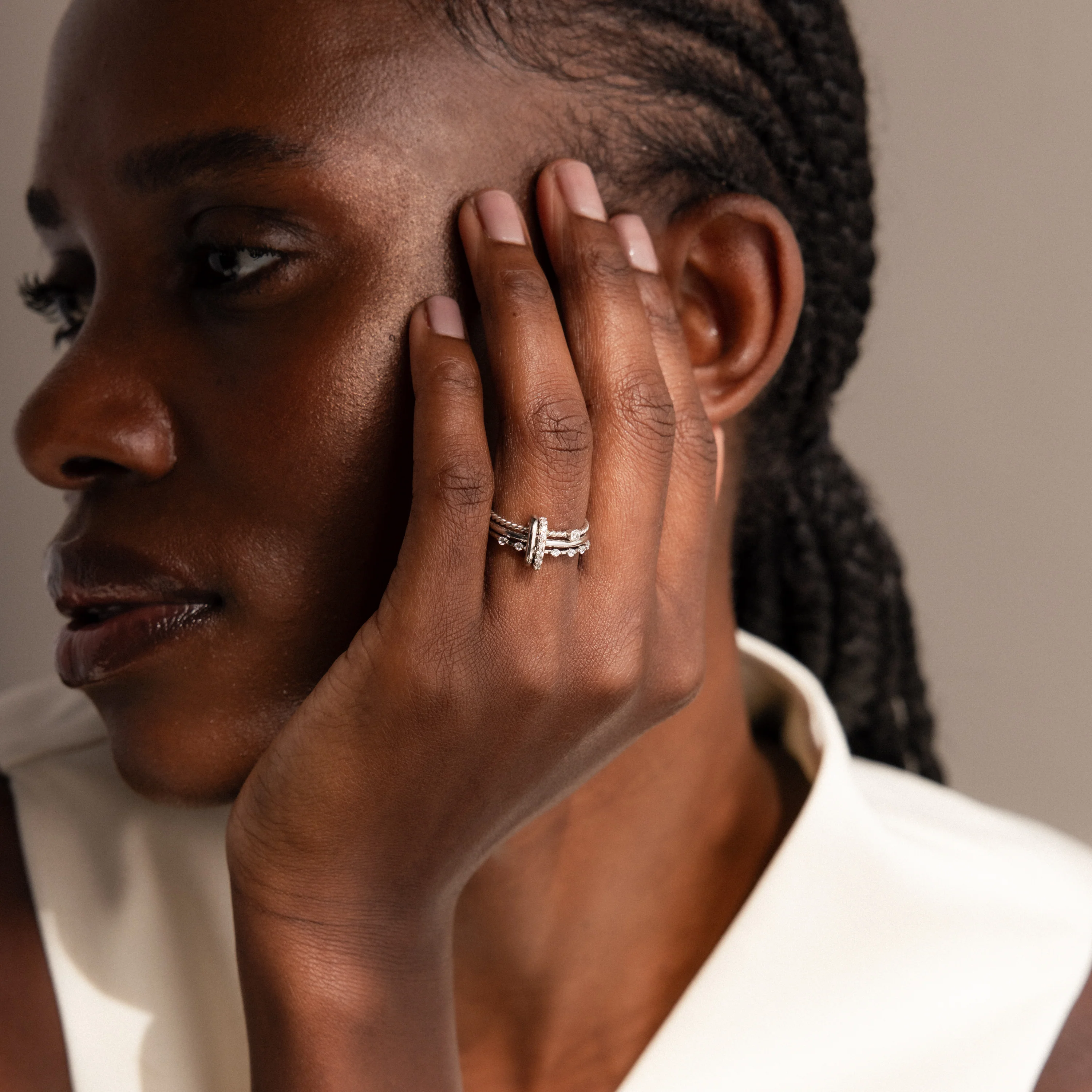 Multipurpose Pave Ring Lock Set in Silver - Image 6