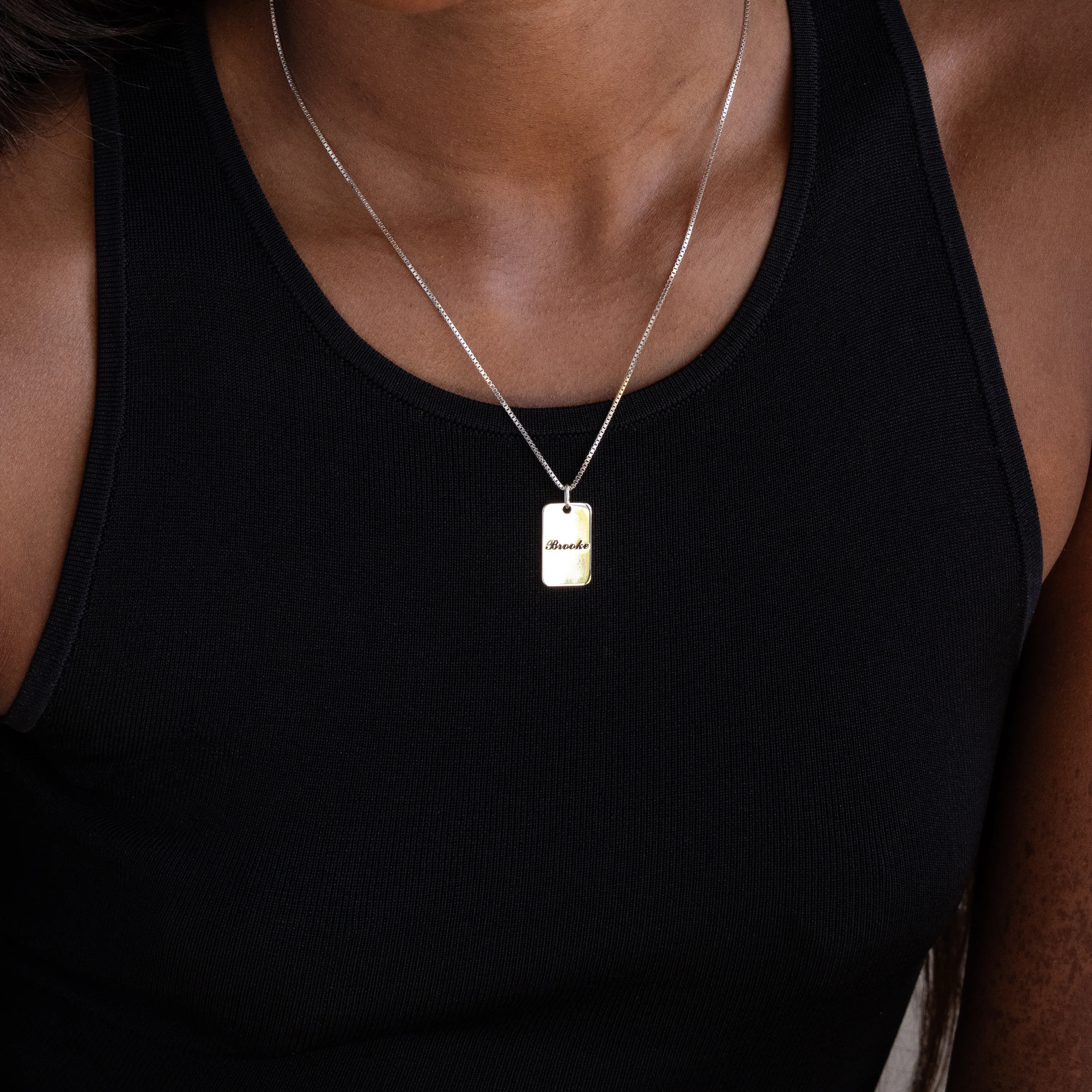 Name Tag Necklace in Silver - Image 4