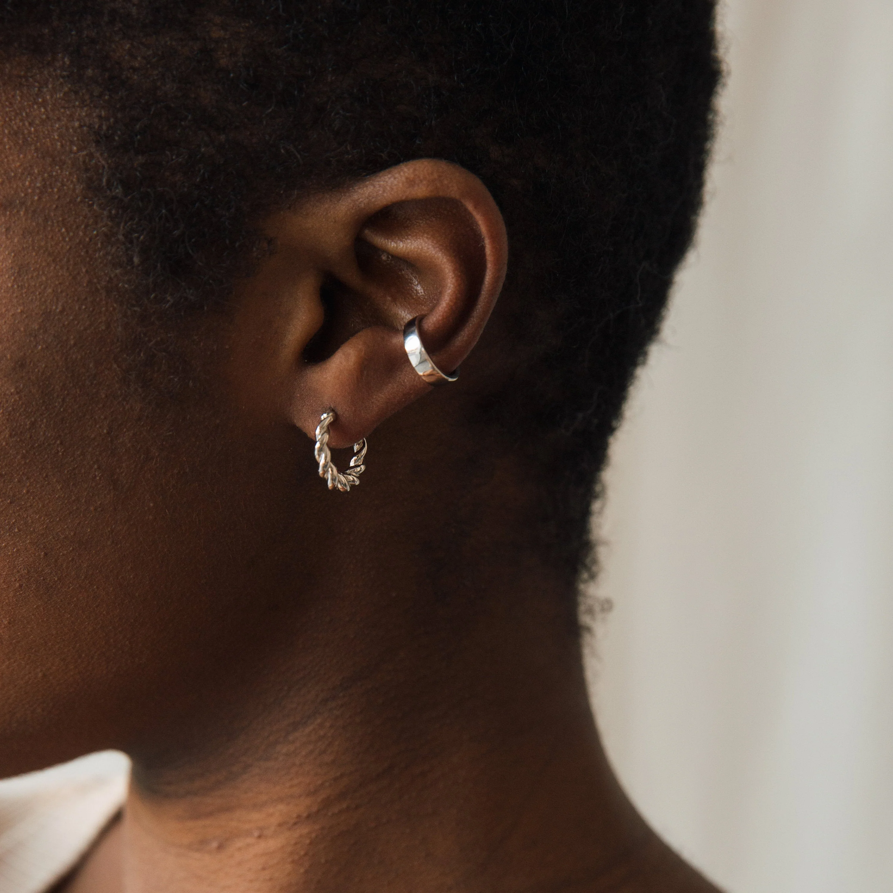 Naomi Twisted Hoops in Silver - Image 2