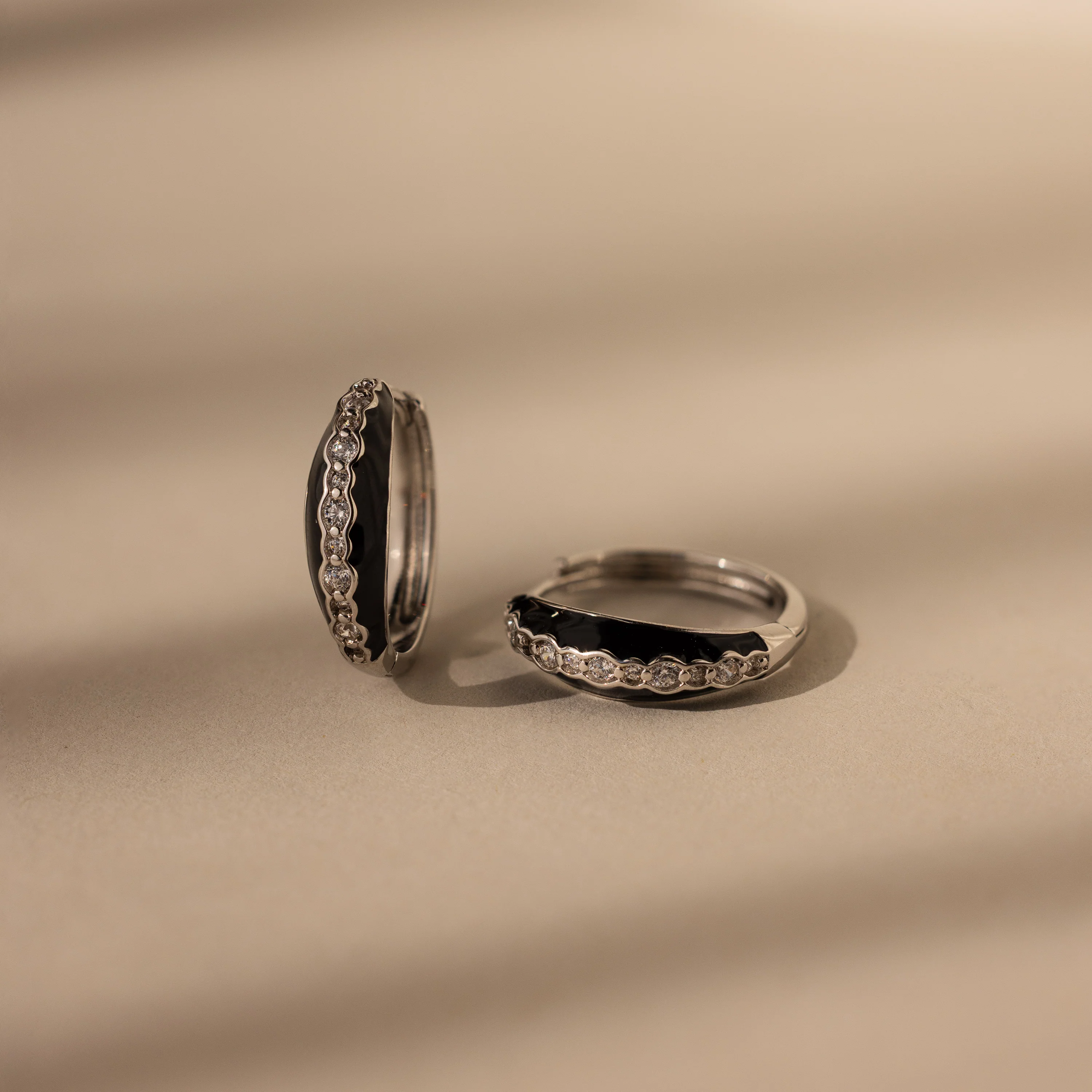 Noir Pave Dome Hoops - Image 2