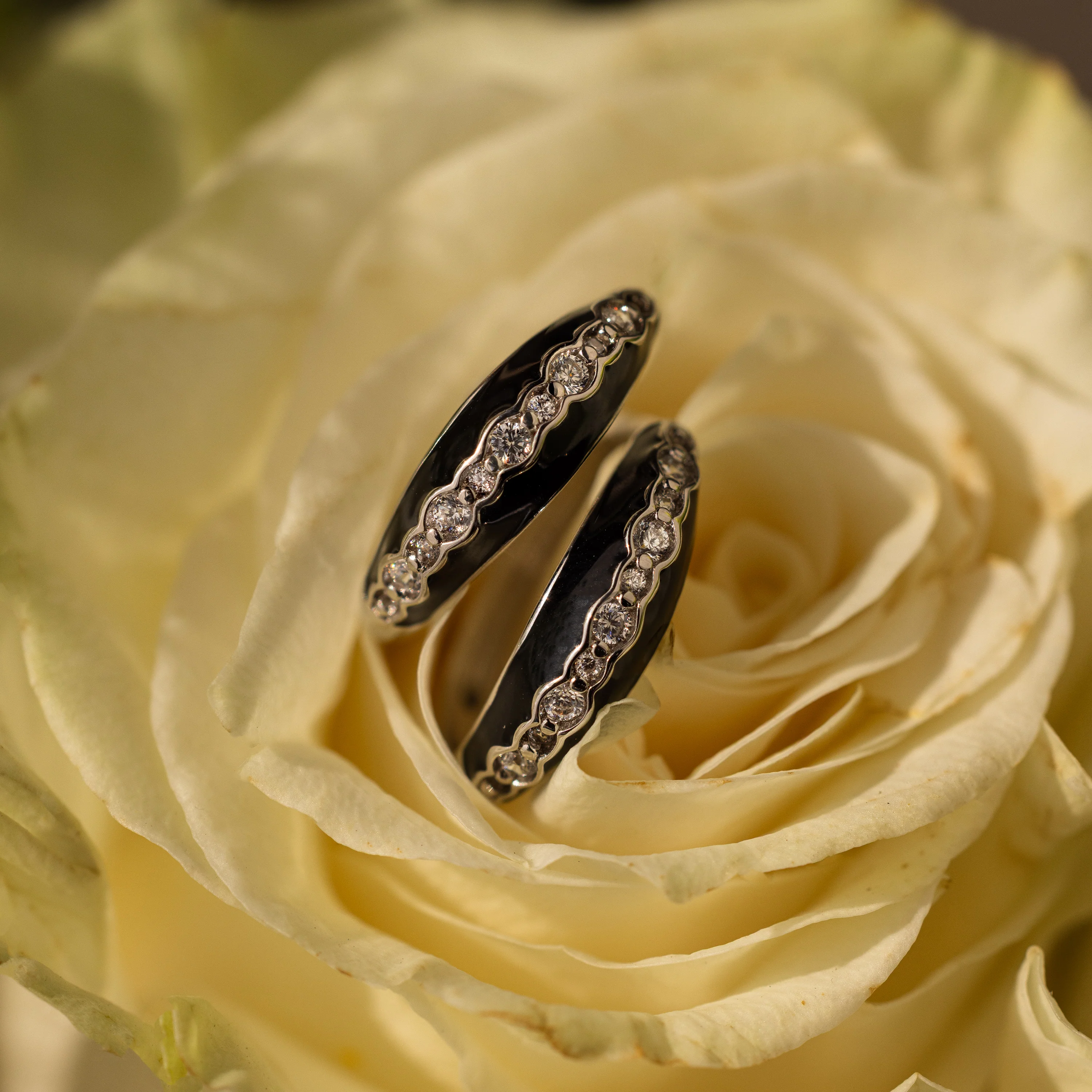 Noir Pave Dome Hoops in Silver - Image 3