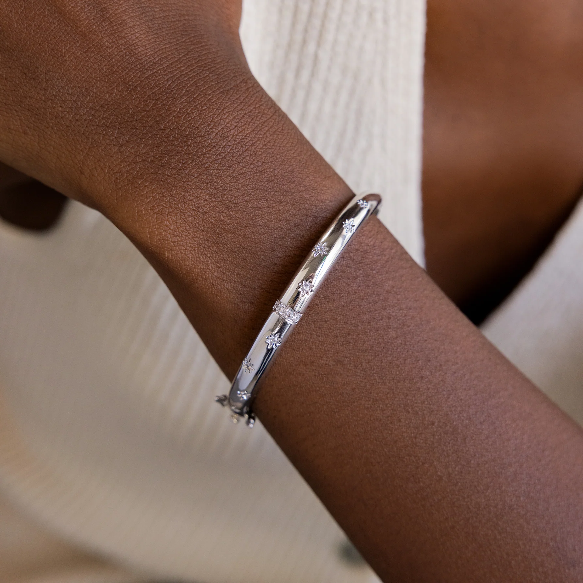 North Star Bangle Bracelet in Silver - Image 2
