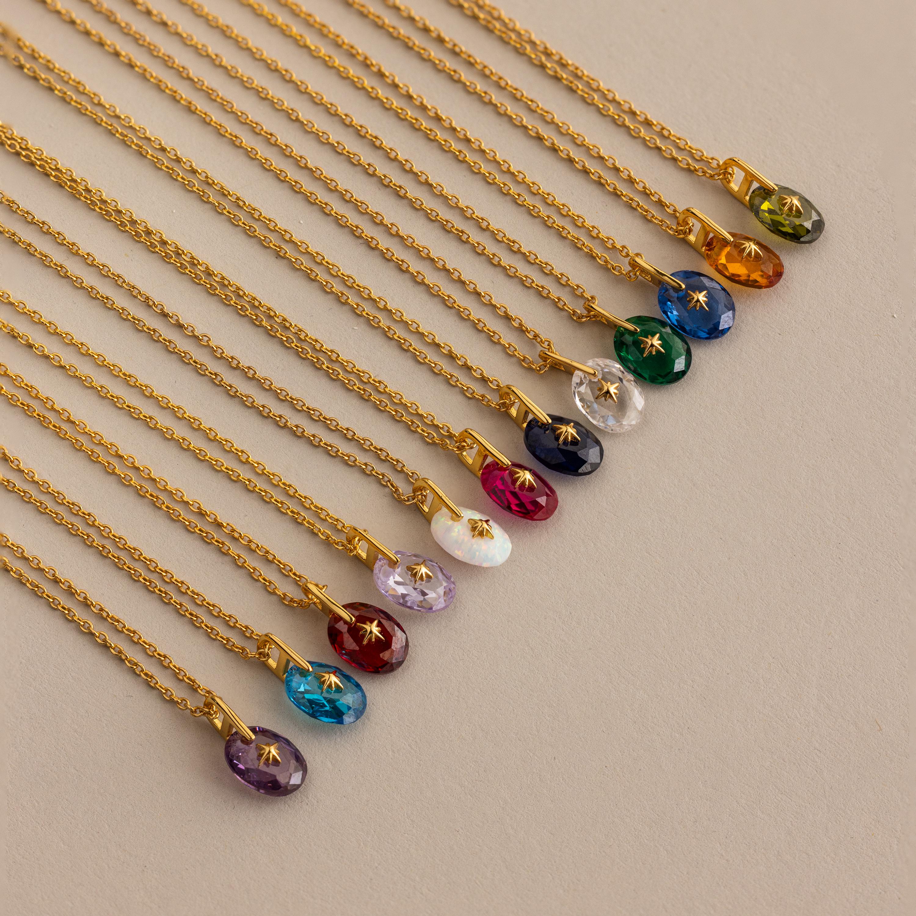 North Star Birthstone Signet Necklace in Ruby - Image 5