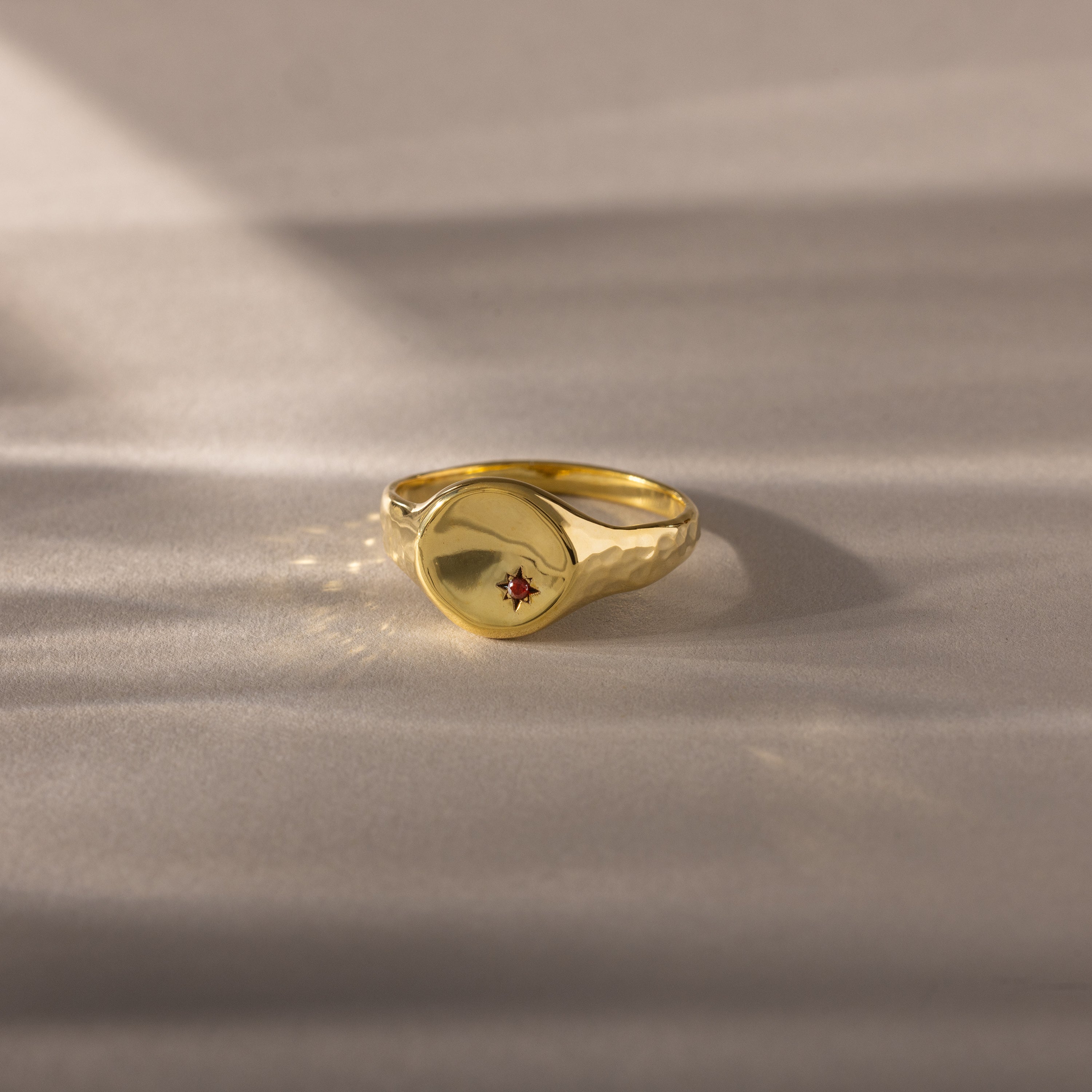 North Star Garnet Signet Ring