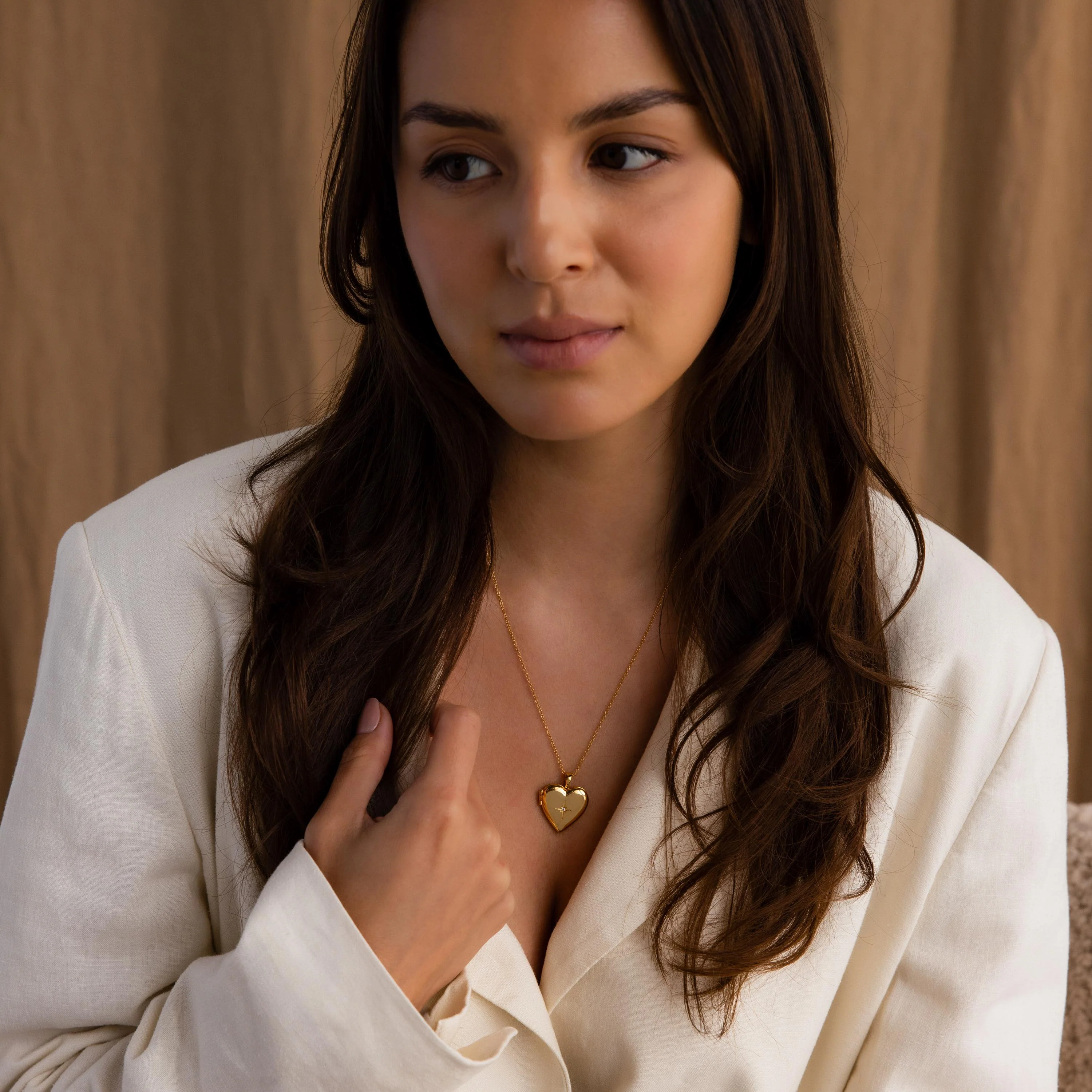 North Star Heart Locket Necklace in 18K Gold - Image 2