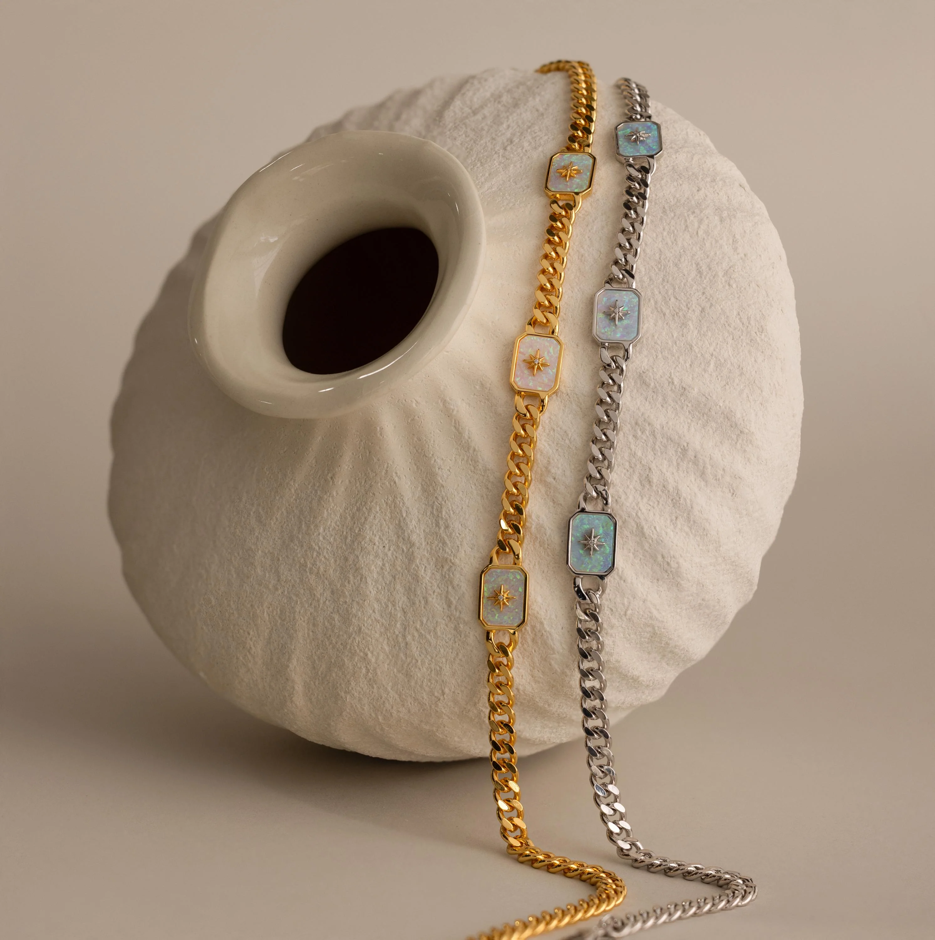 North Star Opal Trio Necklace in Silver - Image 3