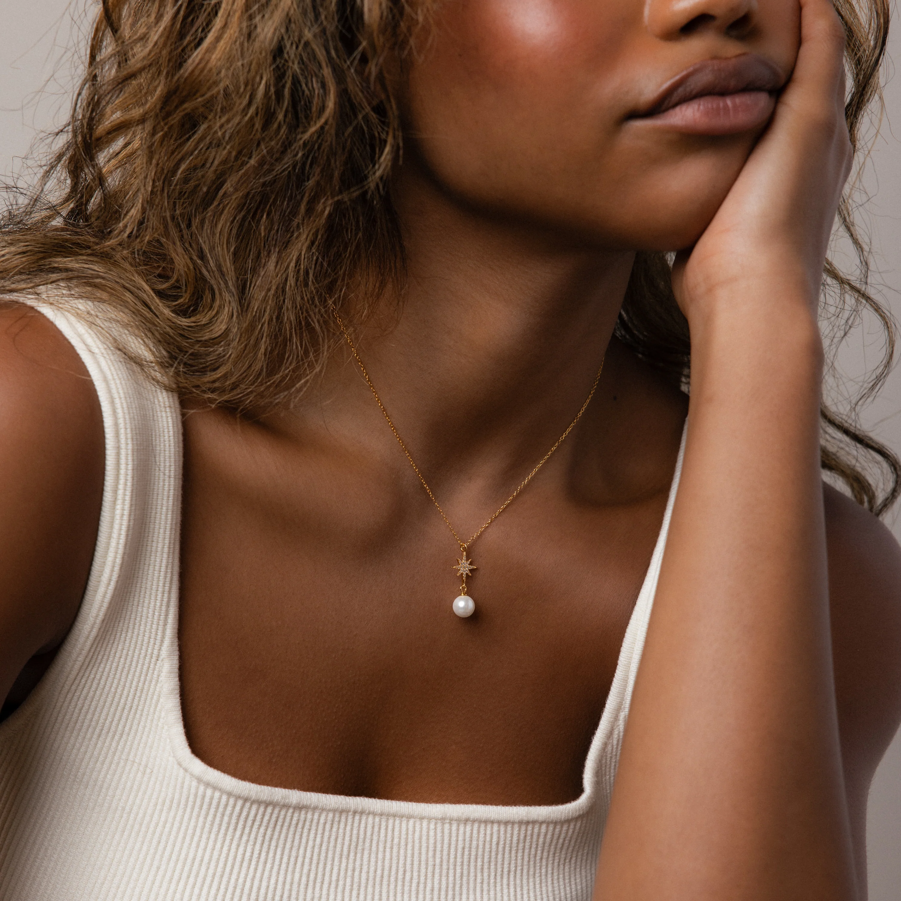 North Star Pearl Necklace in 18K Gold - Image 2