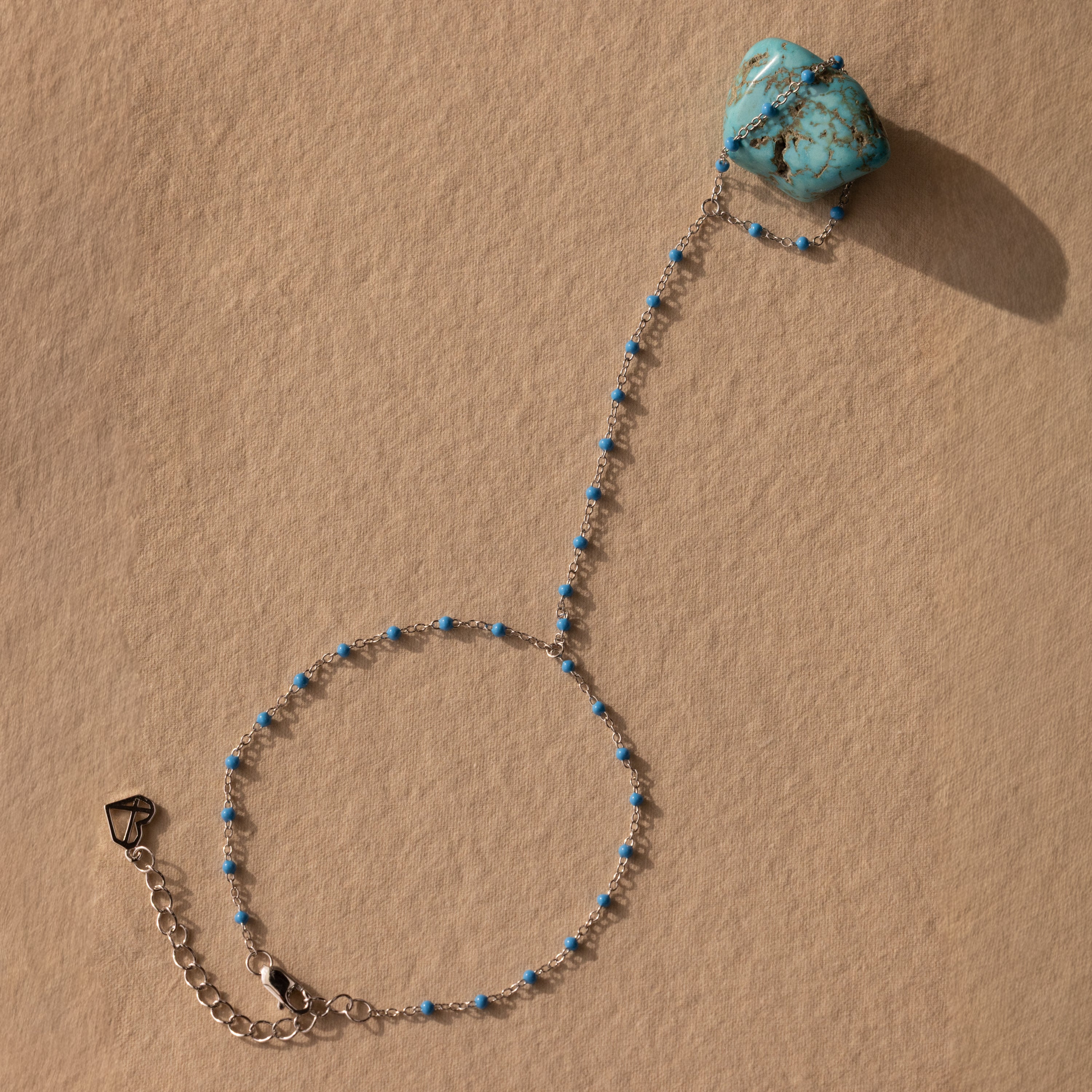 Ocean Beaded Hand Chain Bracelet in Silver - Image 6