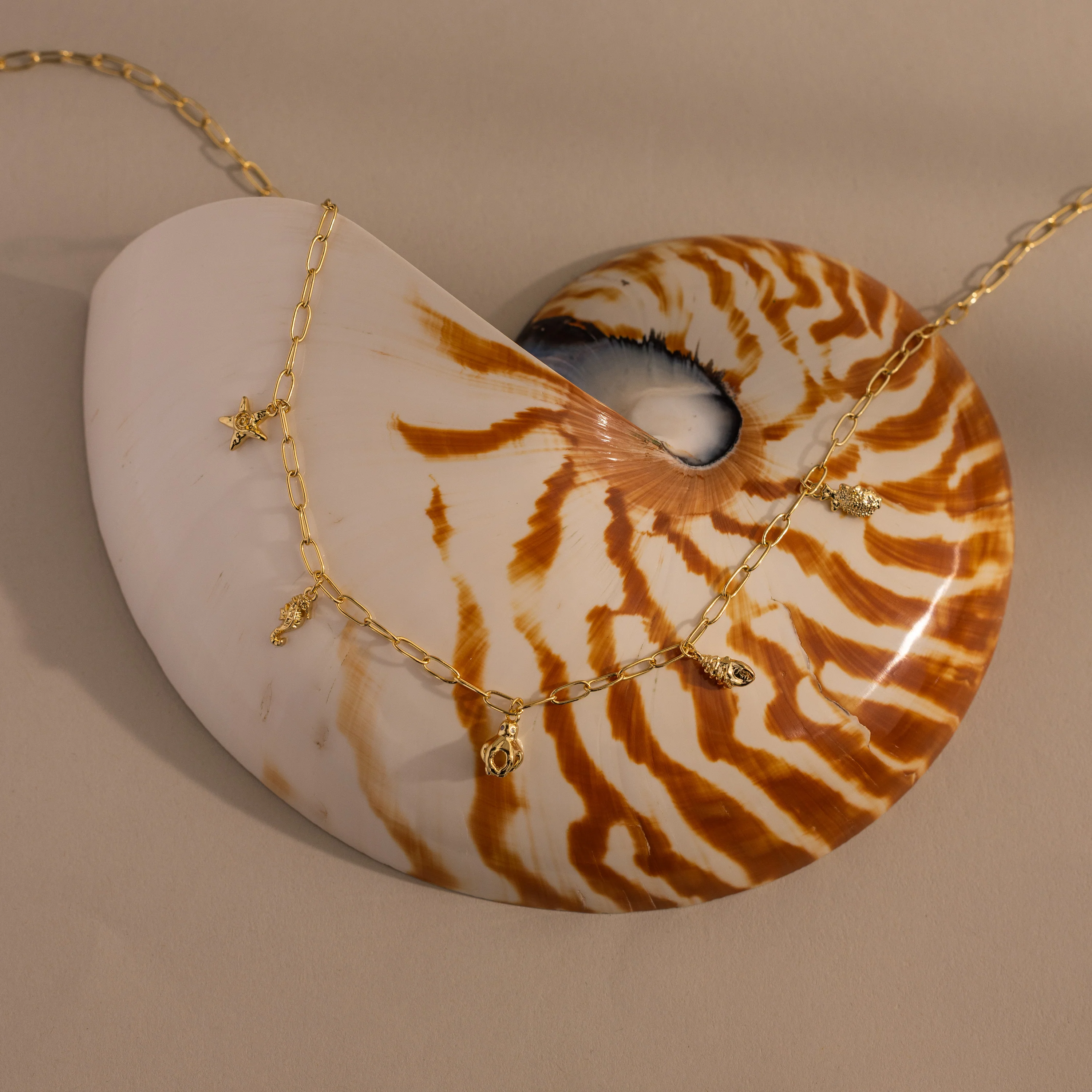 Ocean Charm Necklace in 18K Gold - Image 3