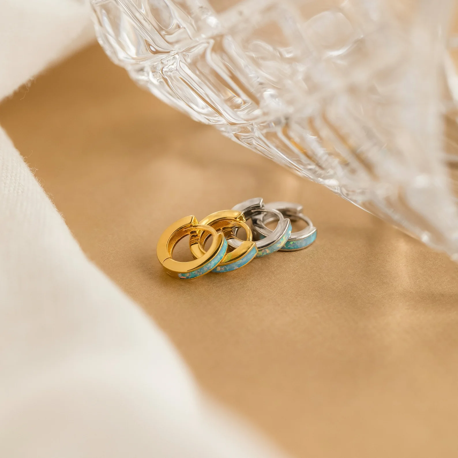 Ocean Opal Inlay Huggies - Image 4