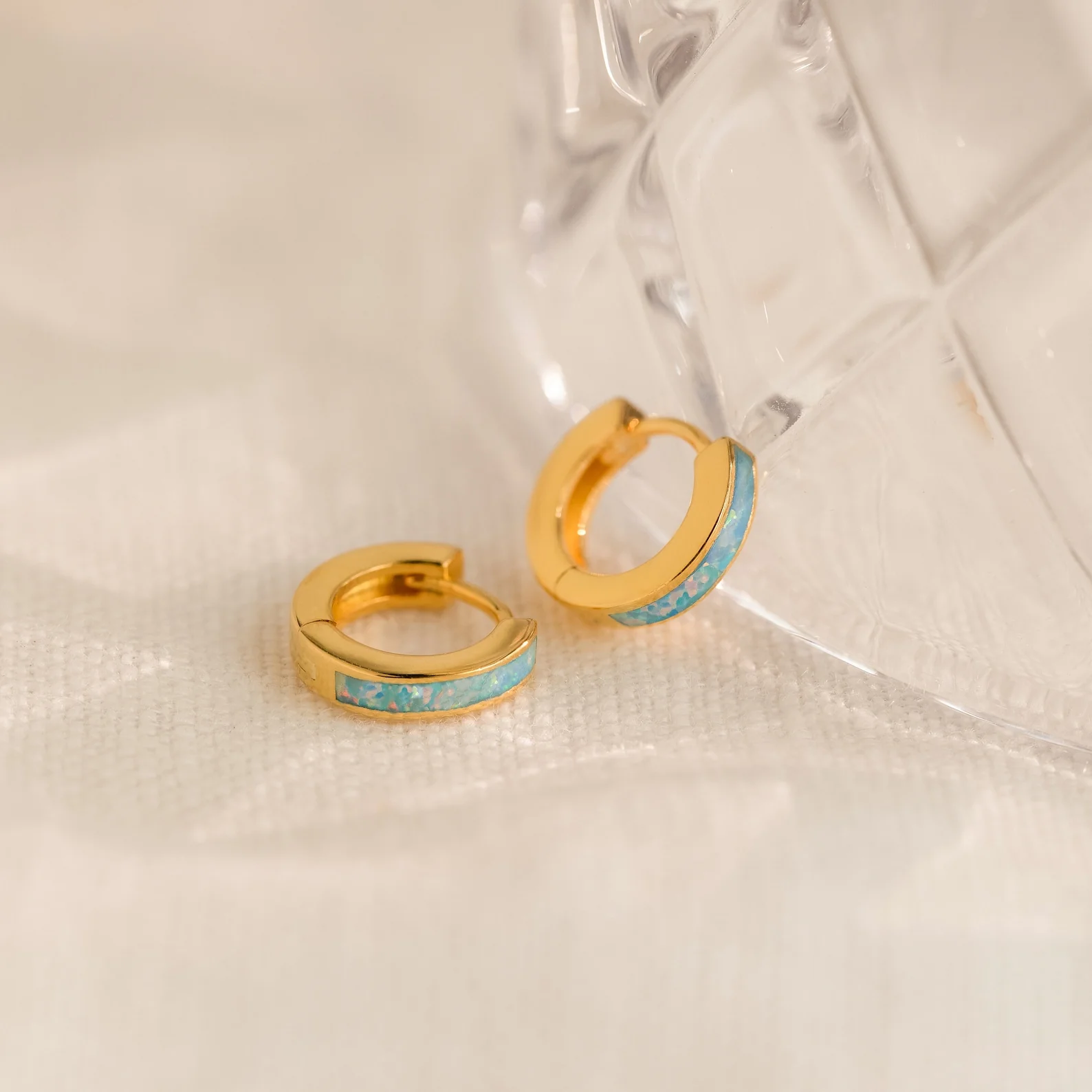 Ocean Opal Inlay Huggies - Image 6