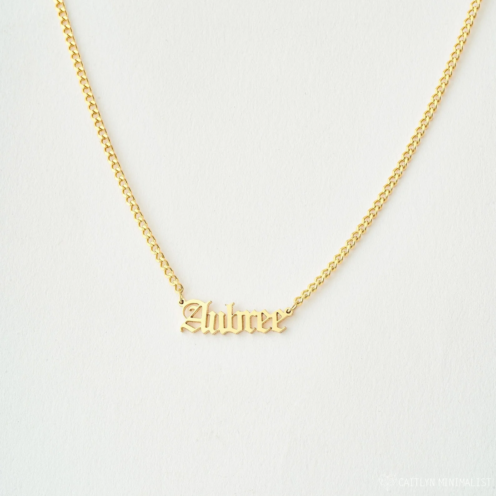 Old English Name Necklace in Curb Chain - Image 5