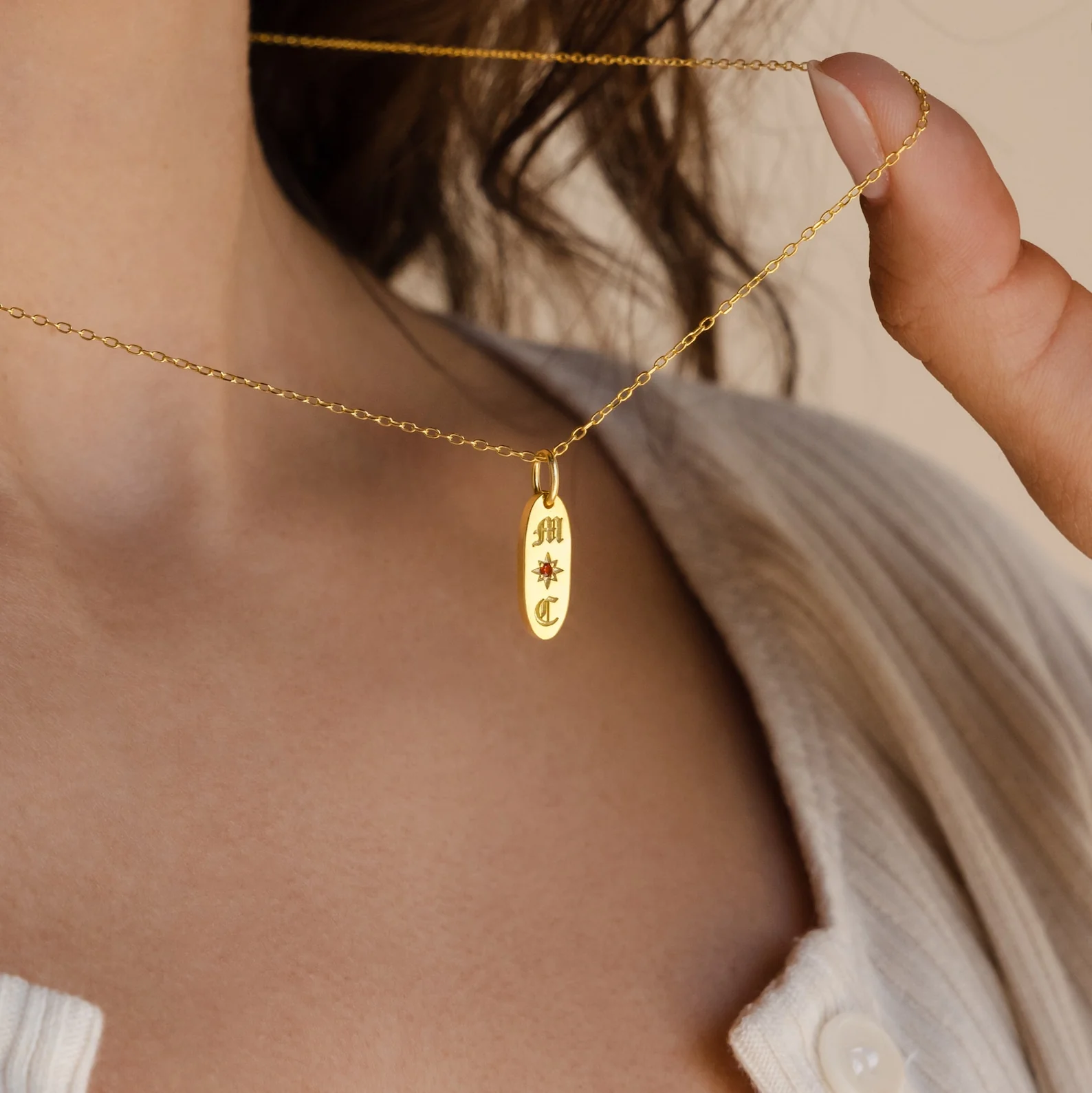 Old English Oval Tag Necklace - Image 2