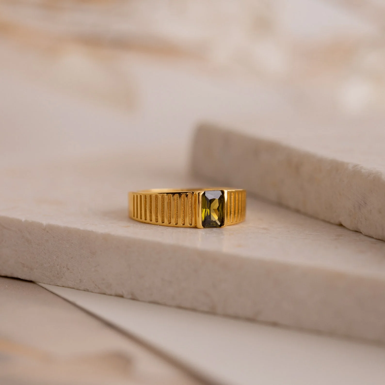 Olive Peridot Signet Ring - Image 3