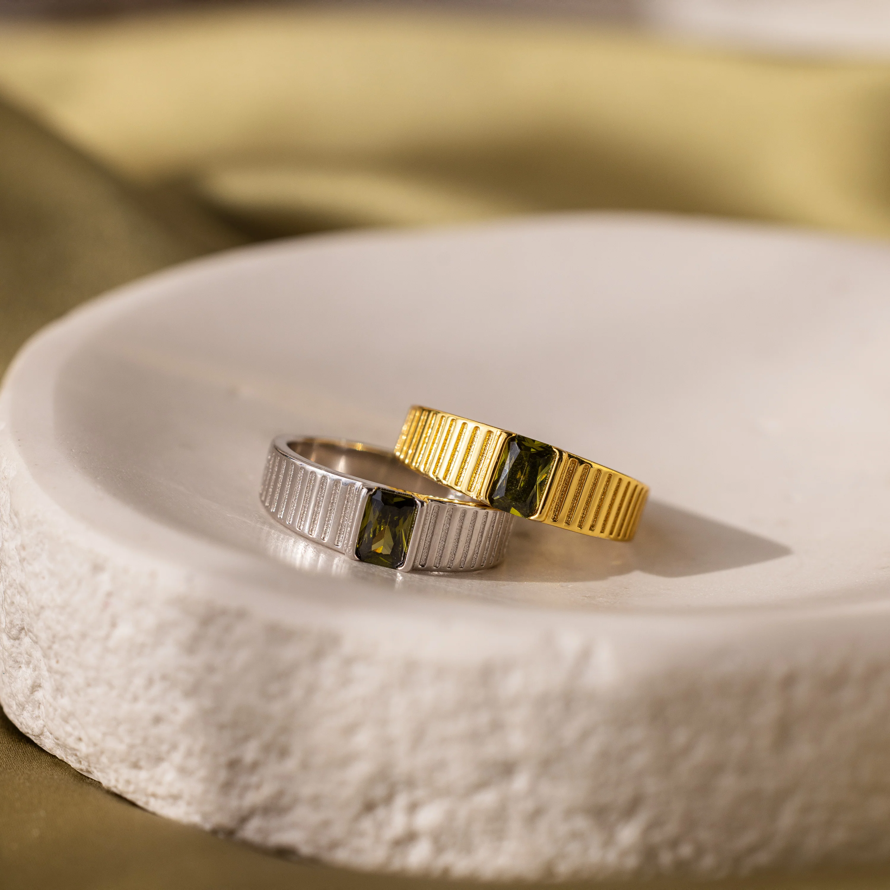 Olive Peridot Signet Ring - Image 8