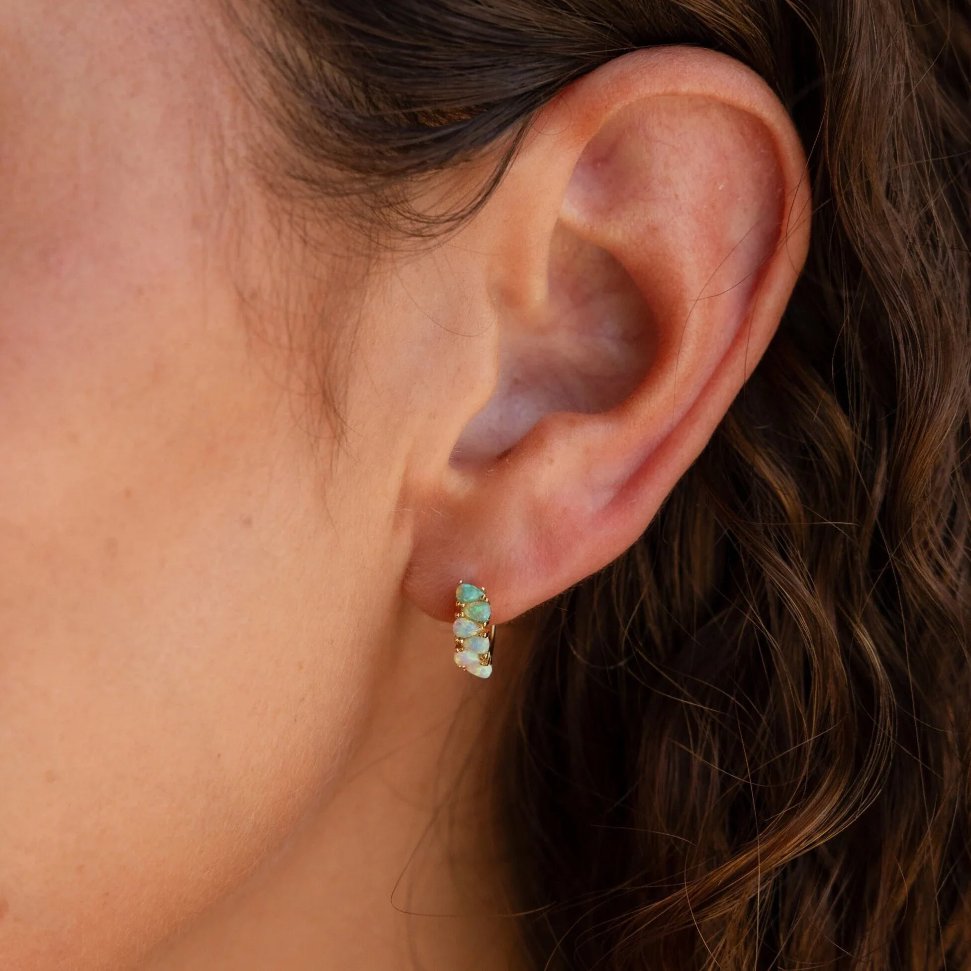 Ombre Opal Huggies in 18K Gold - Image 2
